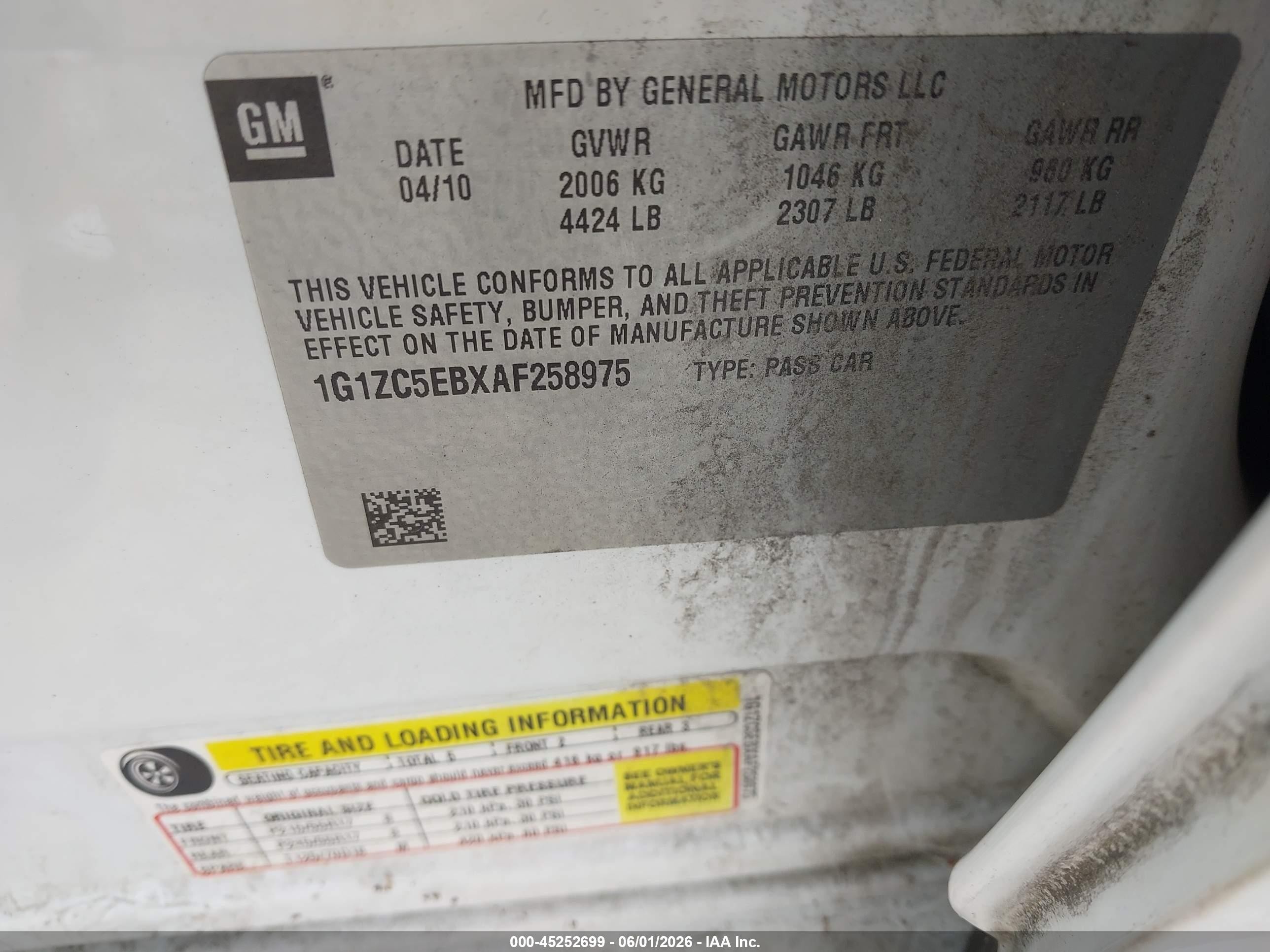 2010 Chevrolet Malibu Lt White vin: 1G1ZC5EBXAF258975