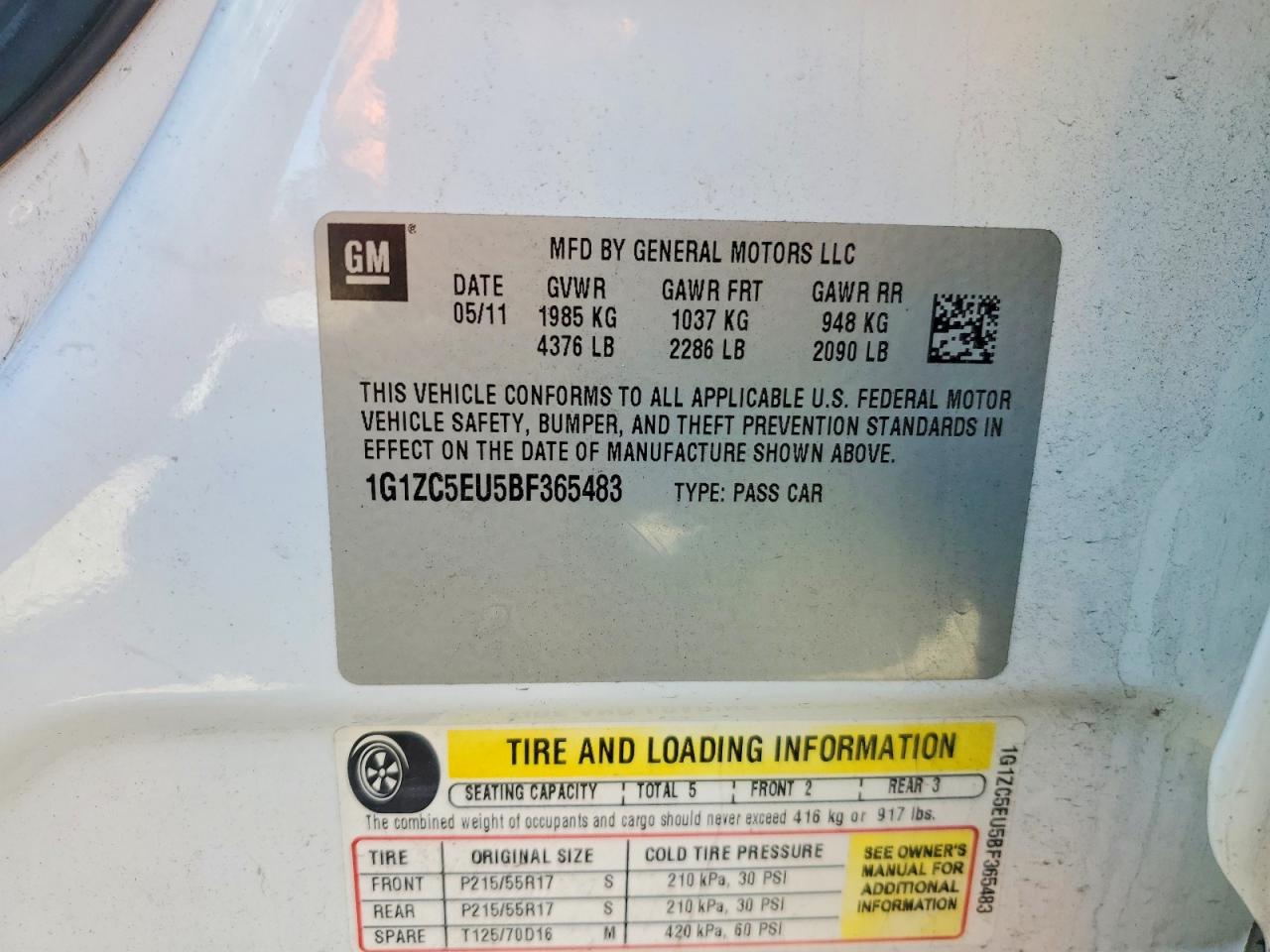 2011 Chevrolet Malibu 1lt White vin: 1G1ZC5EU5BF365483