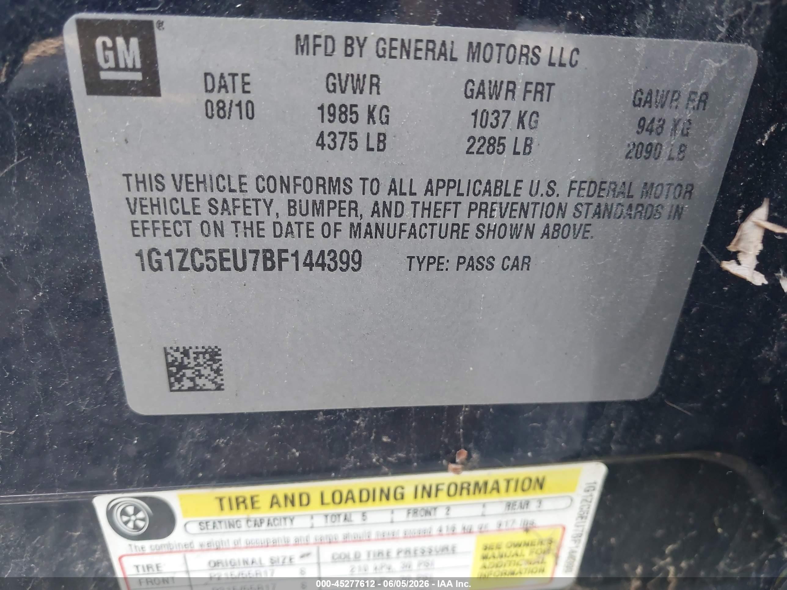 2011 Chevrolet Malibu 1lt Dark Blue vin: 1G1ZC5EU7BF144399