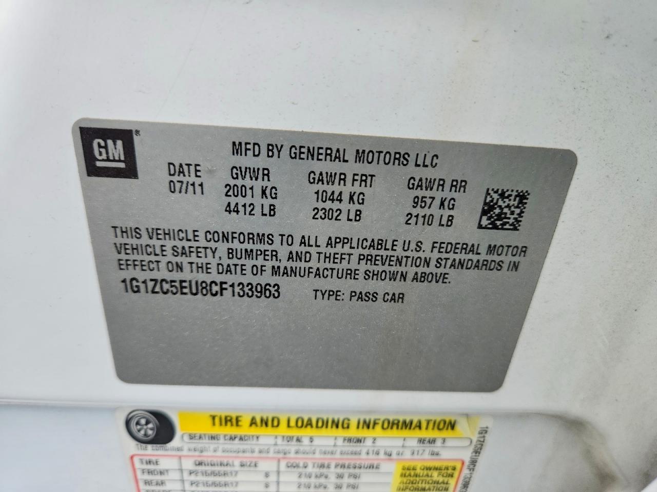 2012 Chevrolet Malibu 1lt White vin: 1G1ZC5EU8CF133963