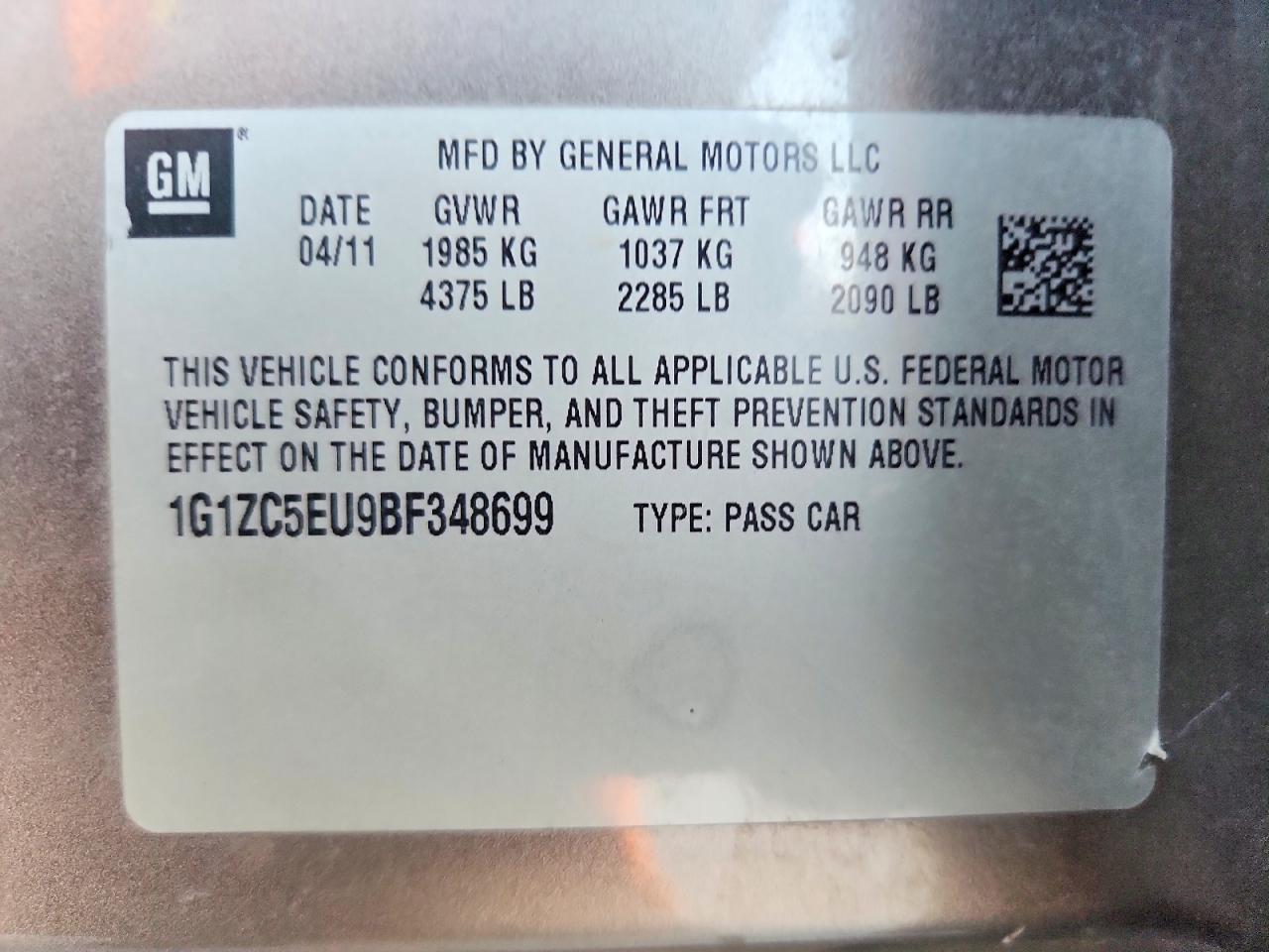 2011 Chevrolet Malibu 1lt Brown vin: 1G1ZC5EU9BF348699