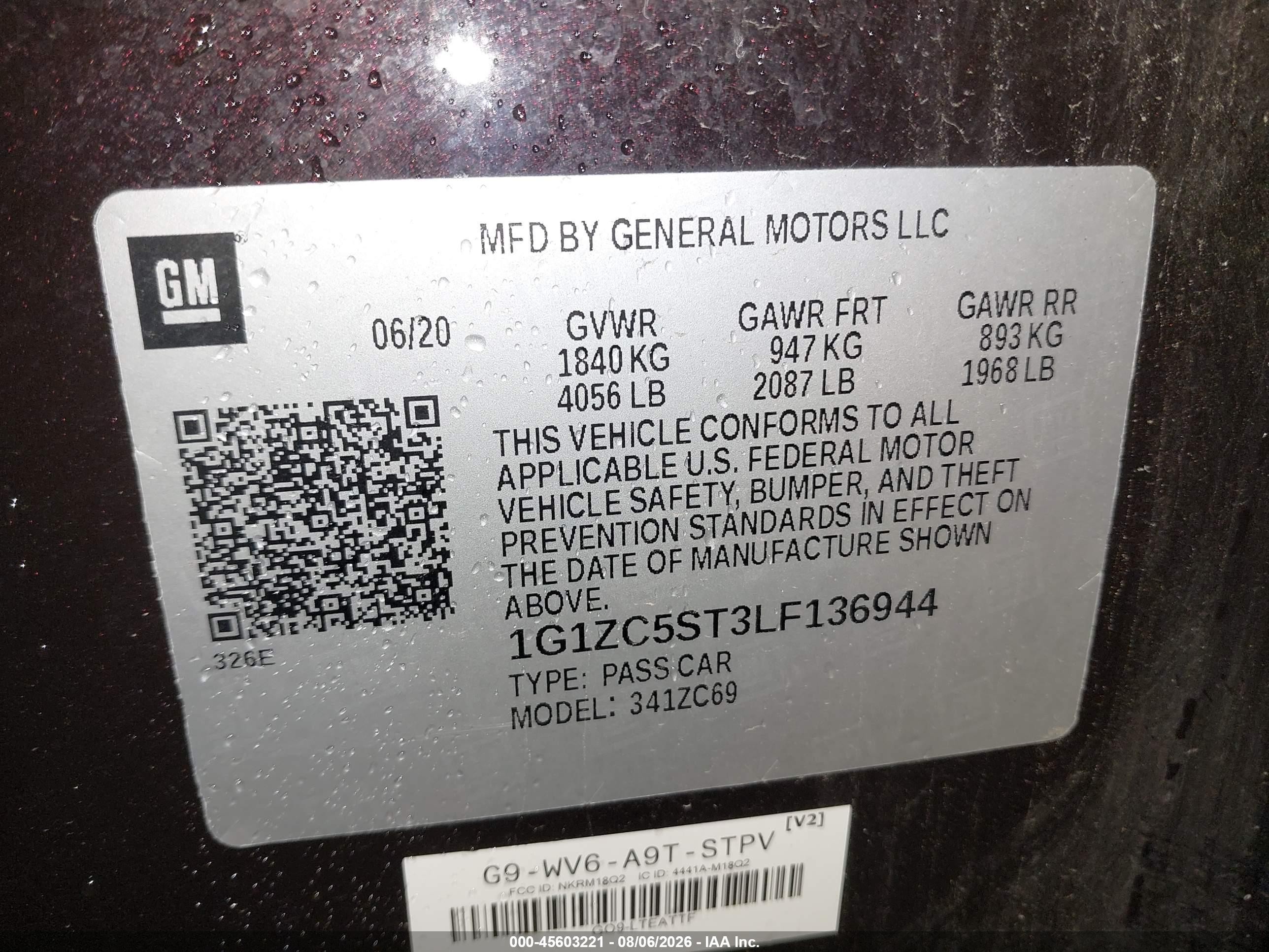 2020 Chevrolet Malibu Fwd 1fl Purple vin: 1G1ZC5ST3LF136944