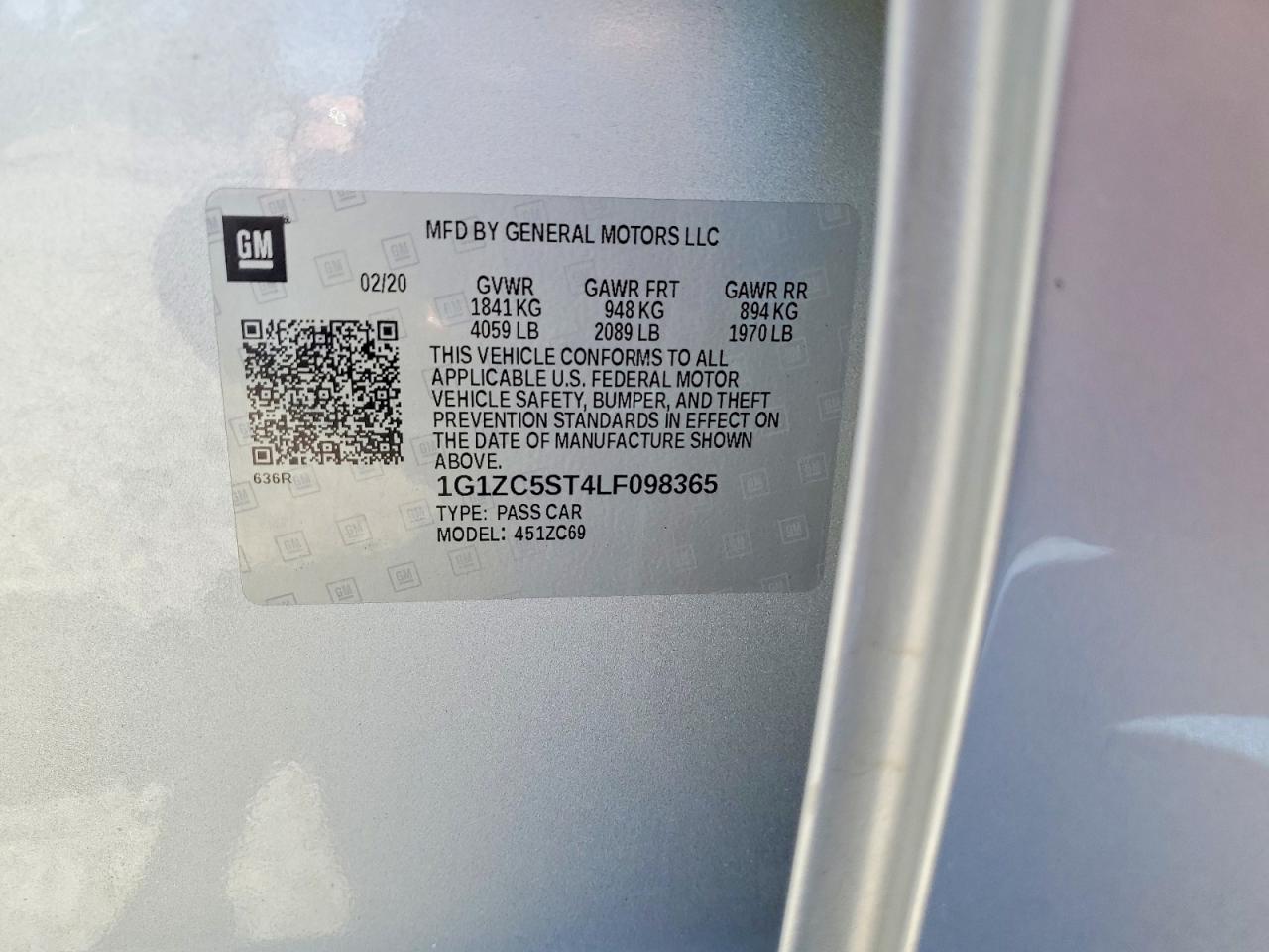 2020 Chevrolet Malibu Ls Silver vin: 1G1ZC5ST4LF098365