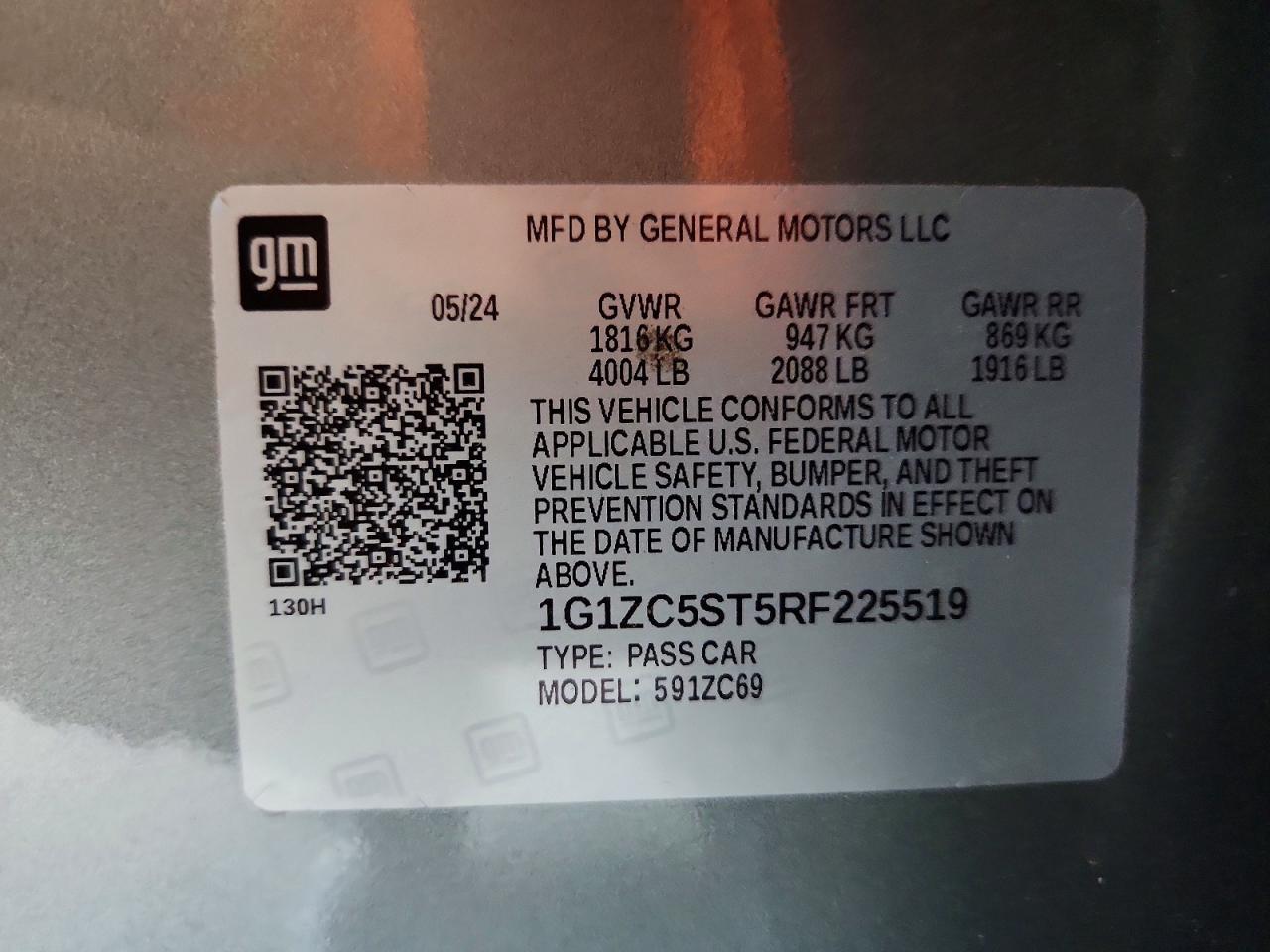 2024 Chevrolet Malibu Ls Gray vin: 1G1ZC5ST5RF225519