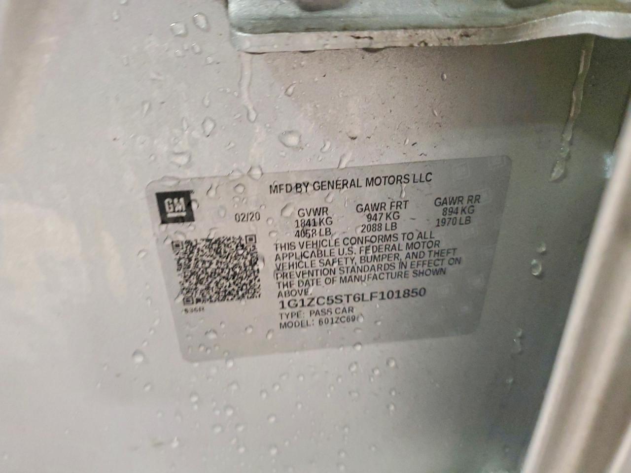 2020 Chevrolet Malibu Ls Серебряный vin: 1G1ZC5ST6LF101850
