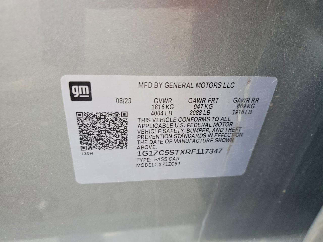 2024 Chevrolet Malibu Gray vin: 1G1ZC5STXRF117347