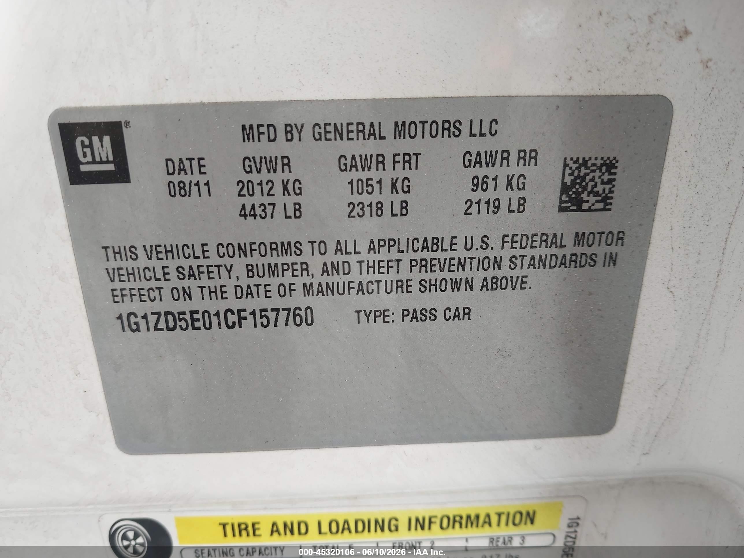 2012 Chevrolet Malibu 2lt White vin: 1G1ZD5E01CF157760