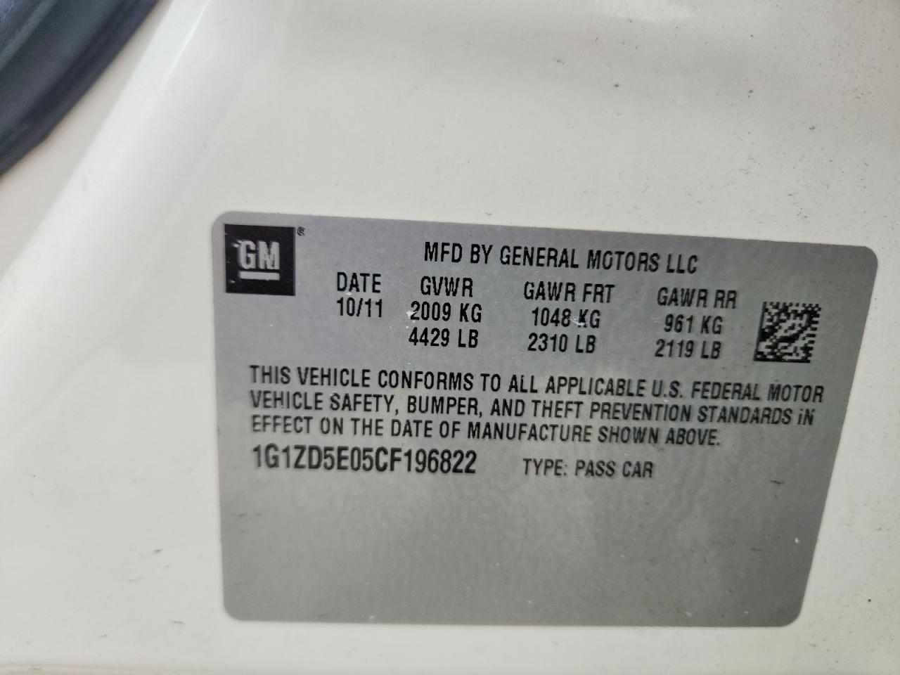 2012 Chevrolet Malibu 2lt White vin: 1G1ZD5E05CF196822