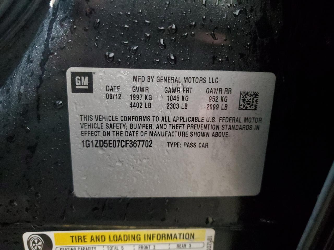 2012 Chevrolet Malibu 2lt Черный vin: 1G1ZD5E07CF367702