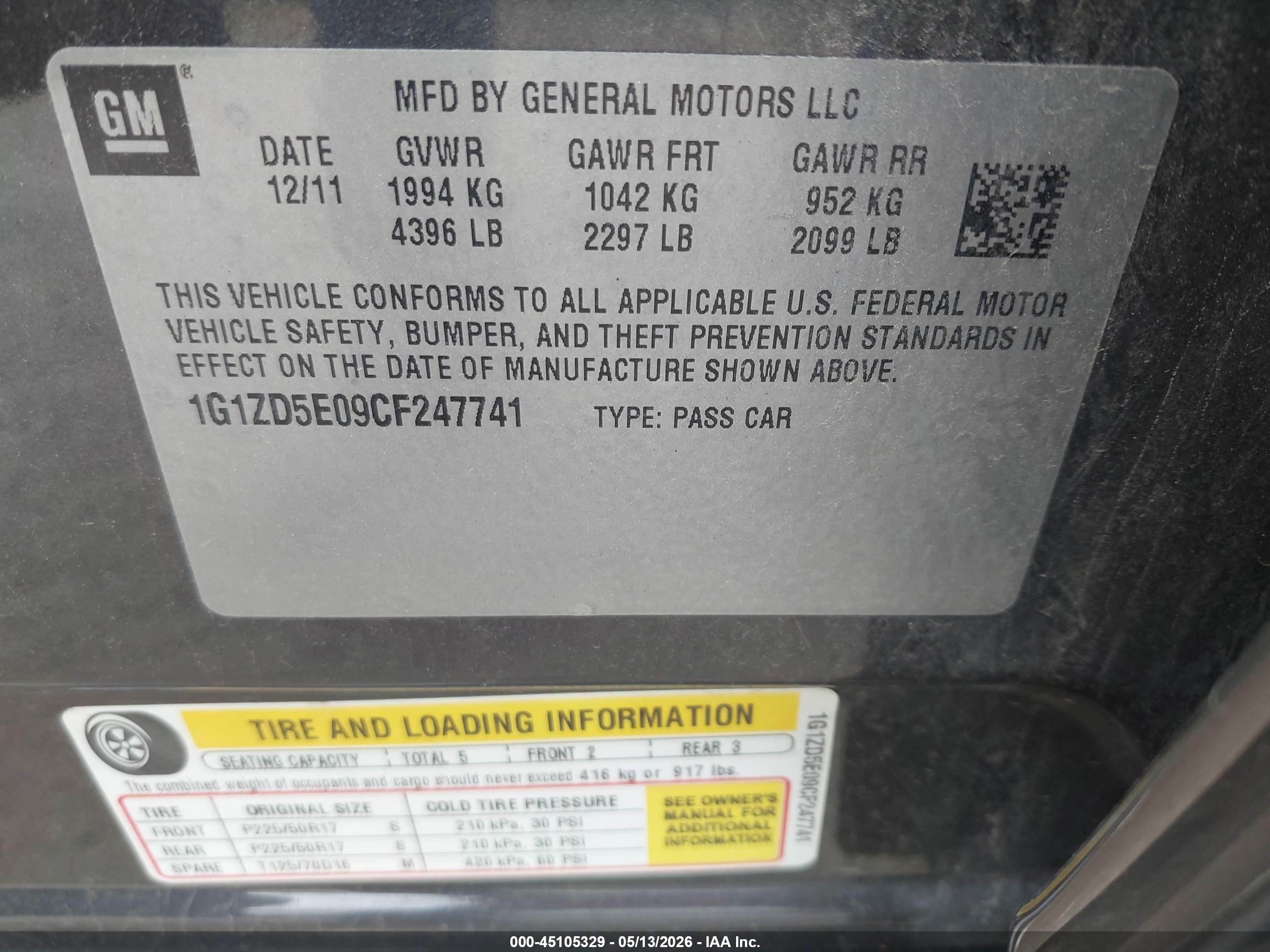 2012 Chevrolet Malibu 2lt Black vin: 1G1ZD5E09CF247741