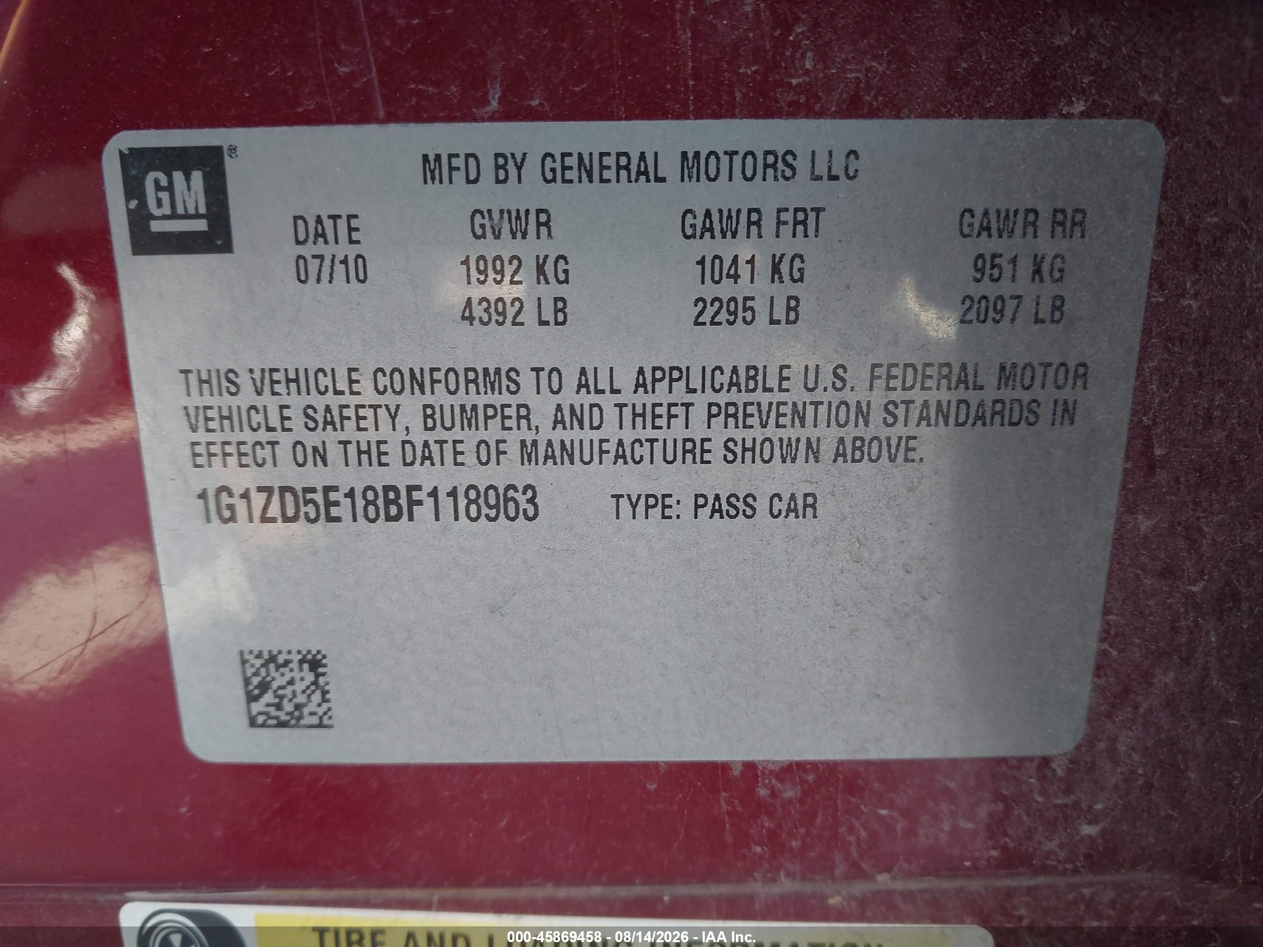 2011 Chevrolet Malibu 2lt Red vin: 1G1ZD5E18BF118963