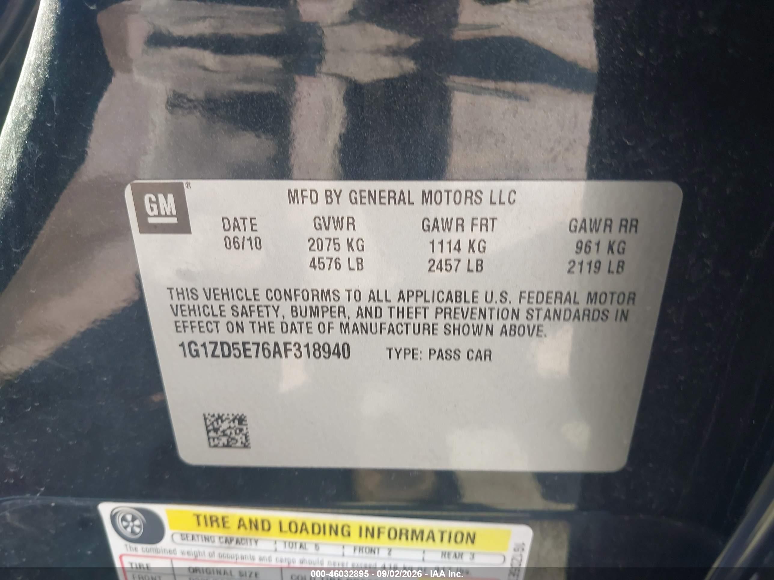 2010 Chevrolet Malibu Lt Black vin: 1G1ZD5E76AF318940