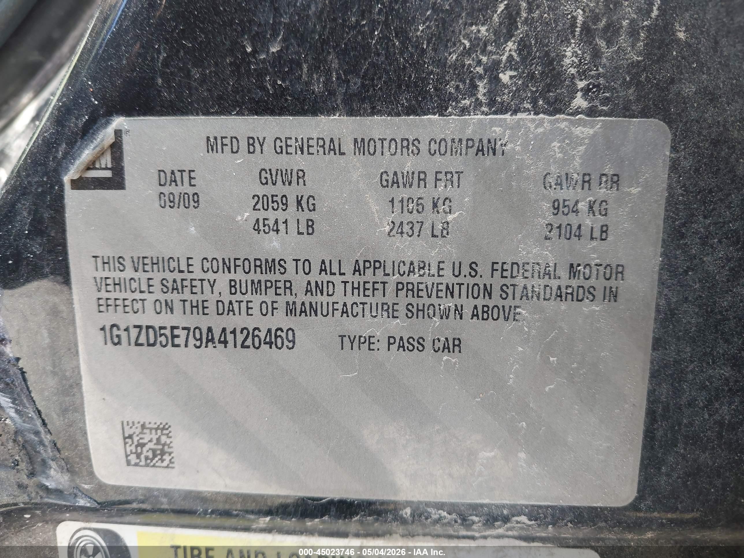 2010 Chevrolet Malibu Lt Black vin: 1G1ZD5E79A4126469