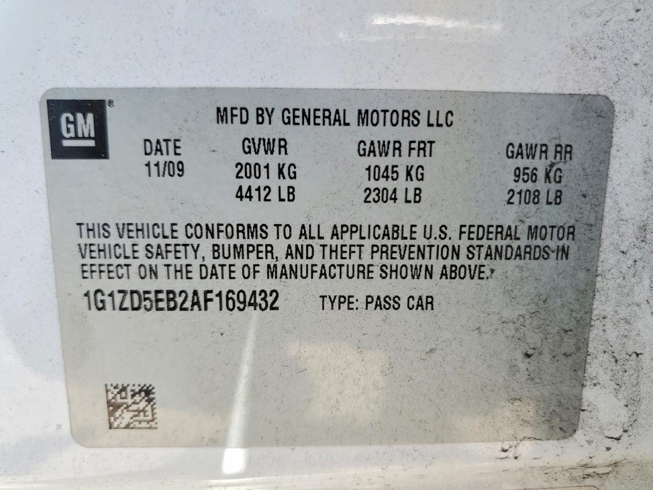 2010 Chevrolet Malibu 2lt White vin: 1G1ZD5EB2AF169432