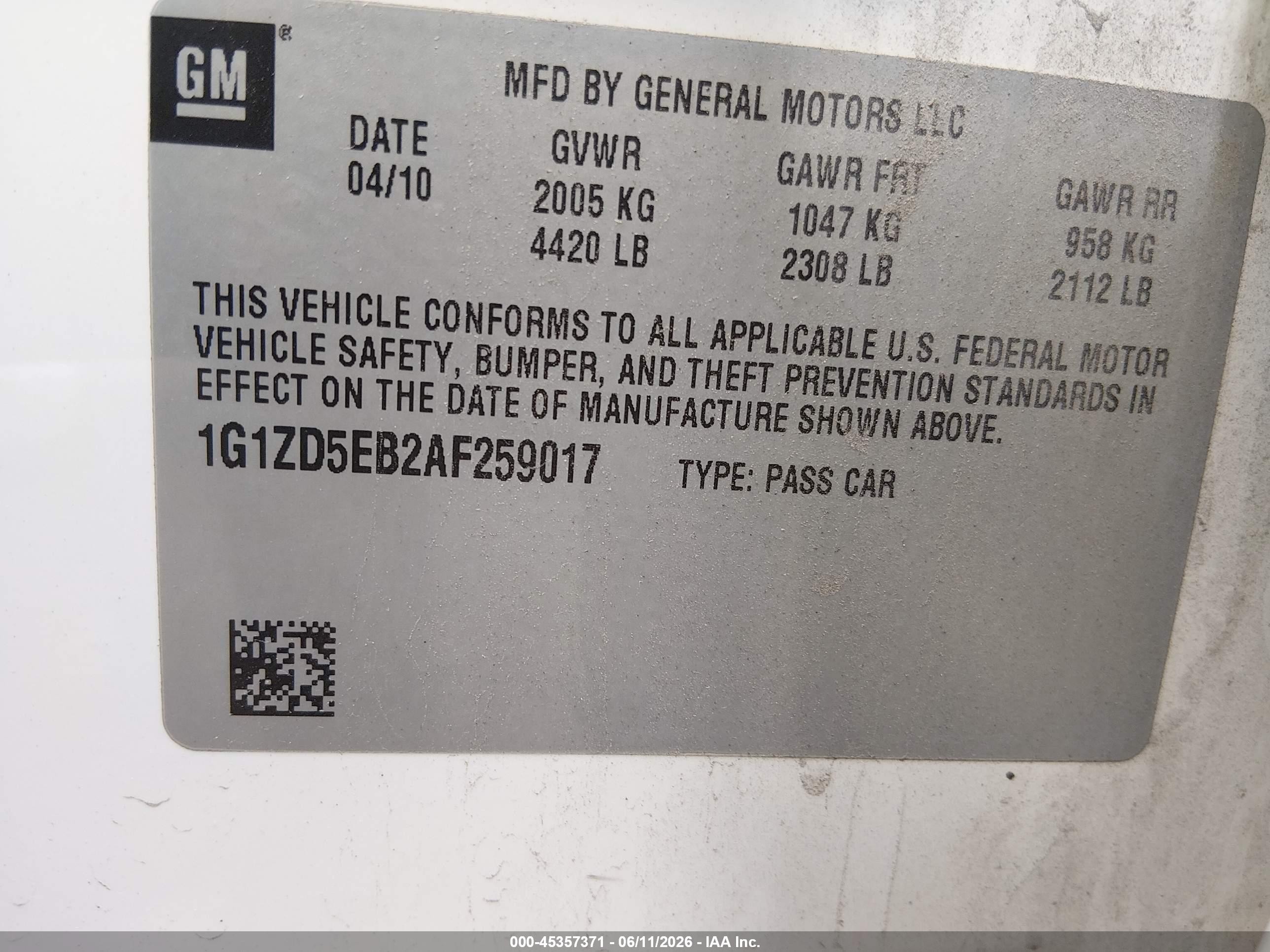 2010 Chevrolet Malibu Lt Cream vin: 1G1ZD5EB2AF259017