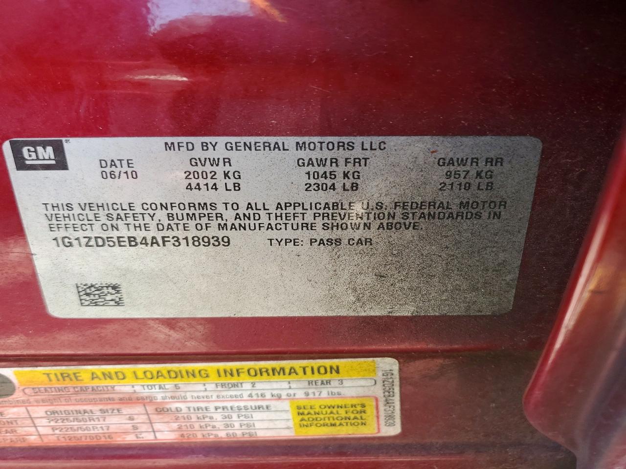 2010 Chevrolet Malibu 2lt Красный vin: 1G1ZD5EB4AF318939