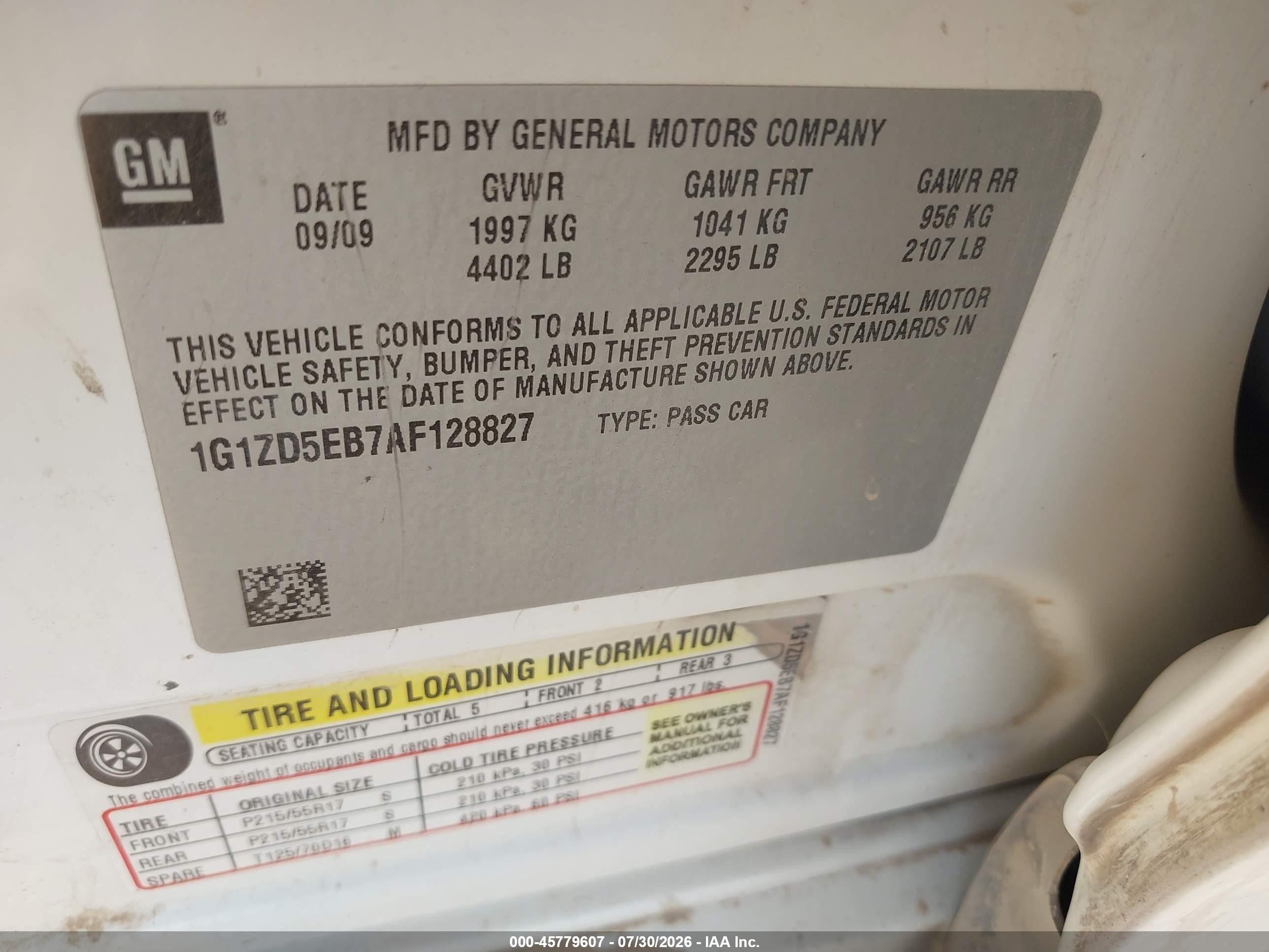 2010 Chevrolet Malibu Lt White vin: 1G1ZD5EB7AF128827