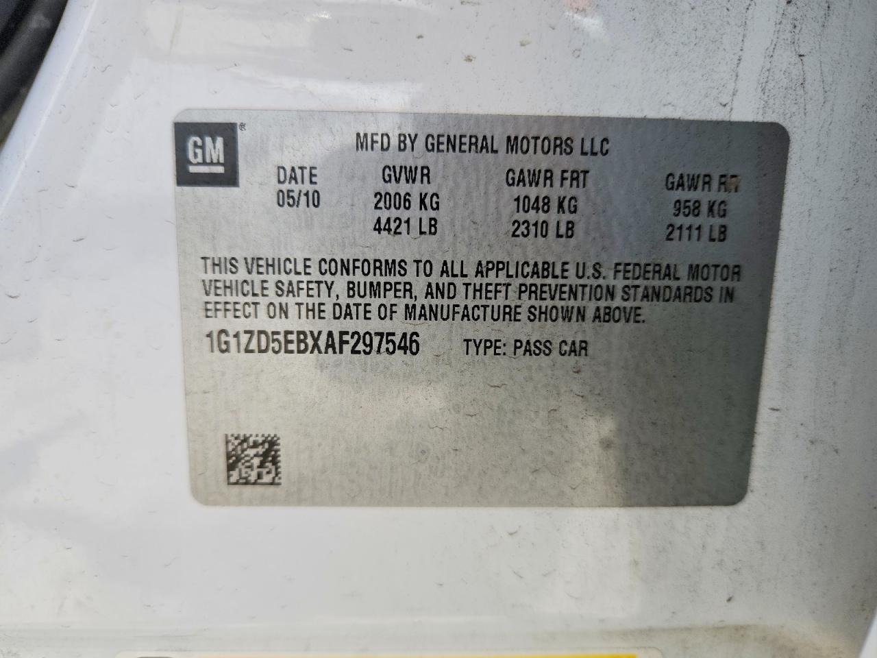 2010 Chevrolet Malibu 2lt White vin: 1G1ZD5EBXAF297546