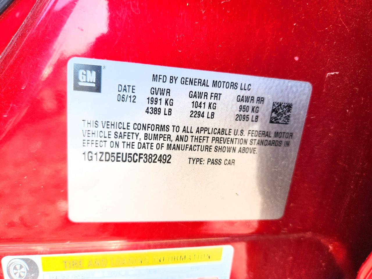 2012 Chevrolet Malibu 2lt Red vin: 1G1ZD5EU5CF382492