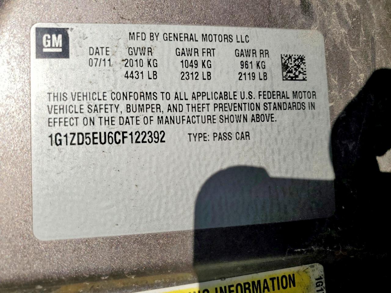 2012 Chevrolet Malibu 2lt Gray vin: 1G1ZD5EU6CF122392