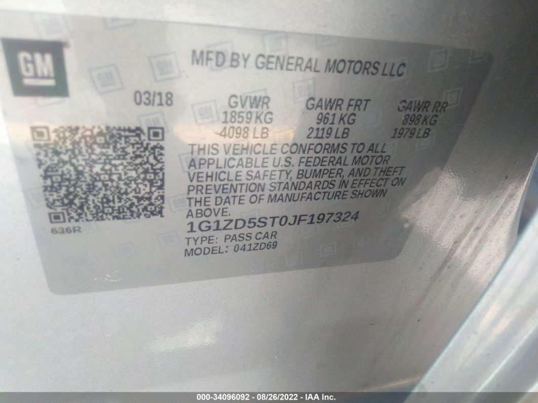 2018 Chevrolet Malibu Lt Silver vin: 1G1ZD5ST0JF197324