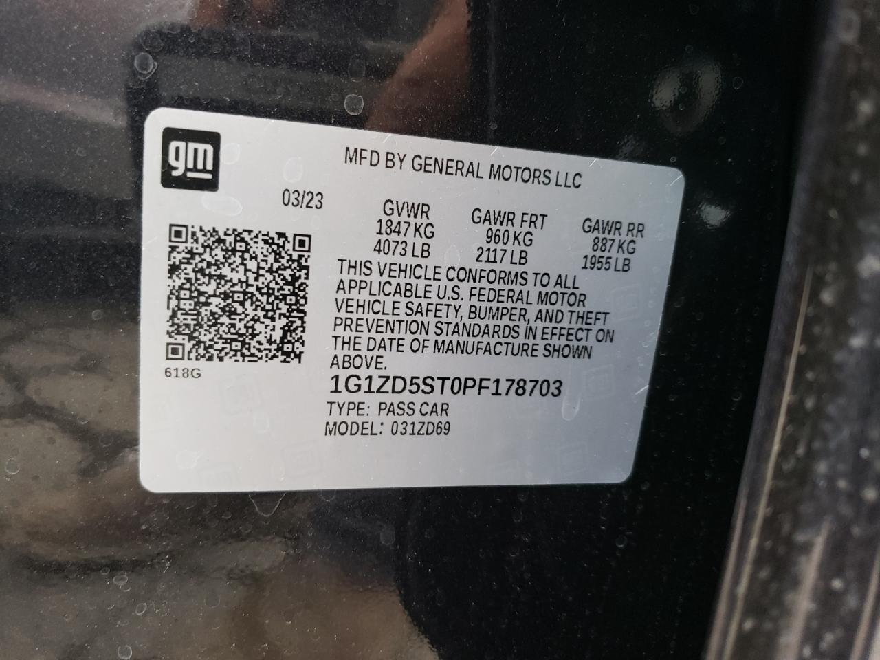 2023 Chevrolet Malibu Lt Charcoal vin: 1G1ZD5ST0PF178703