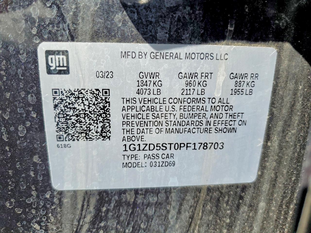 2023 Chevrolet Malibu Lt Black vin: 1G1ZD5ST0PF178703