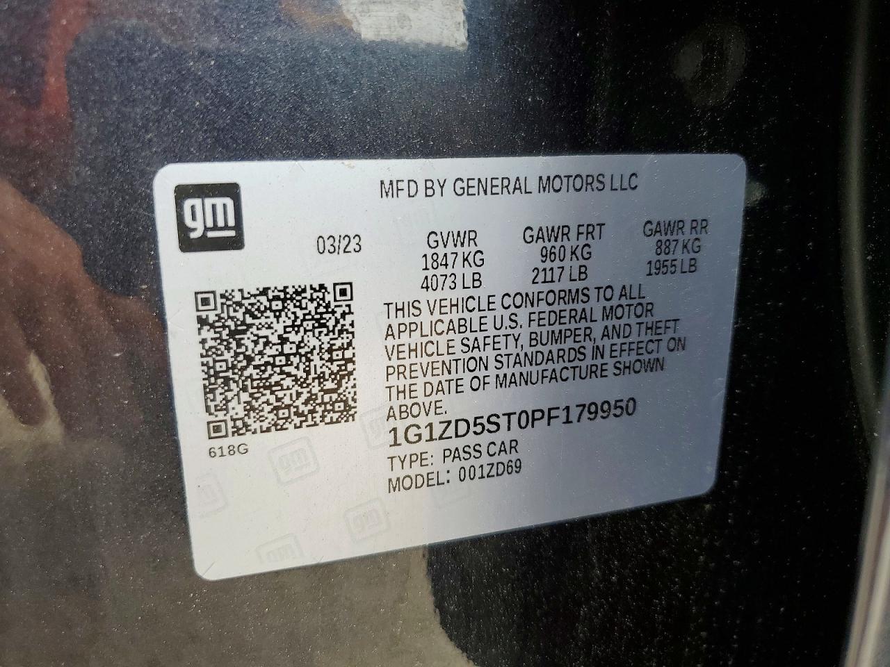 2023 Chevrolet Malibu Lt Black vin: 1G1ZD5ST0PF179950