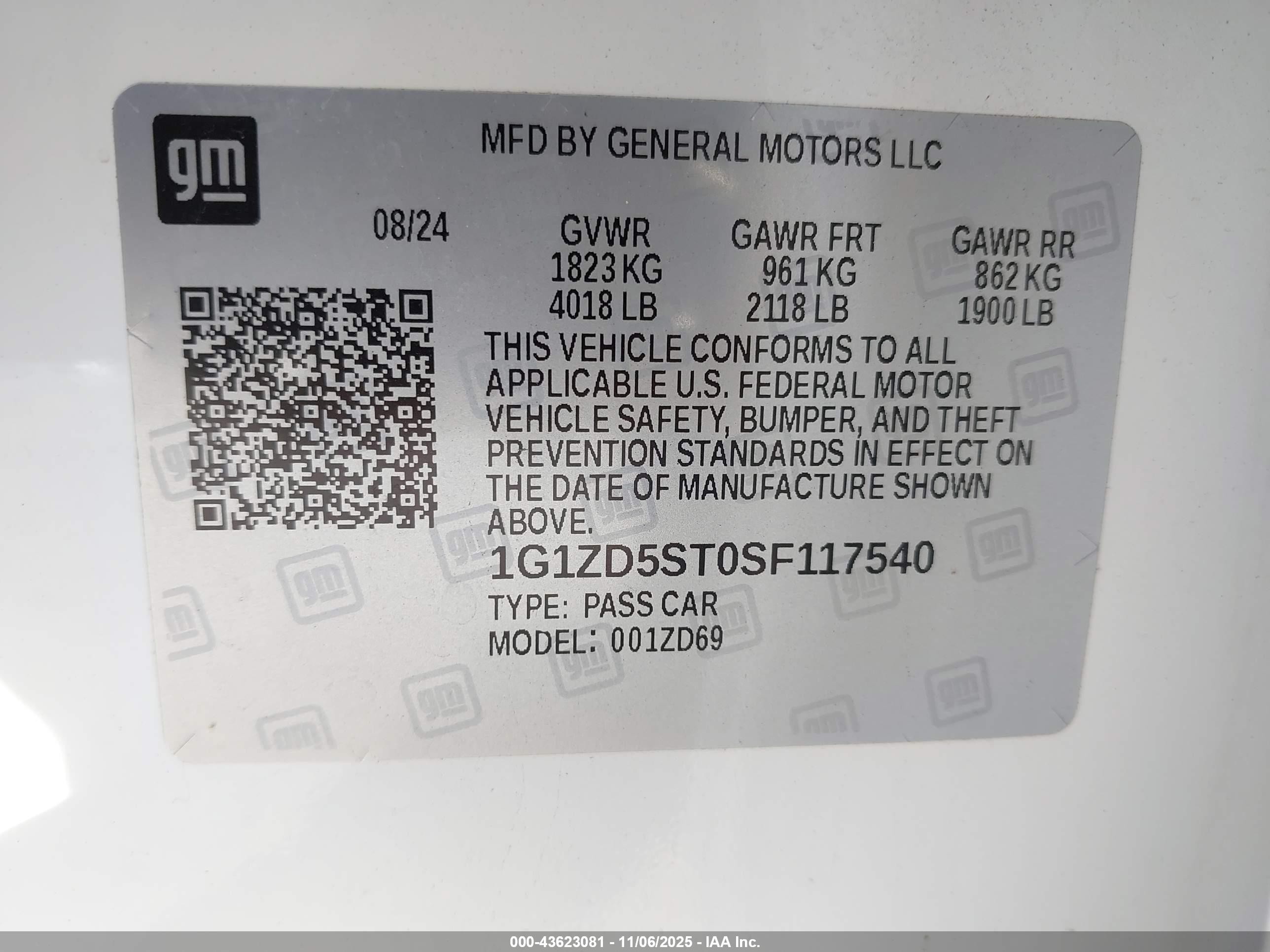 2025 Chevrolet Malibu Fwd 1lt White vin: 1G1ZD5ST0SF117540