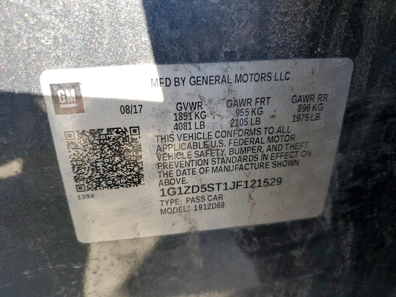 2018 Chevrolet Malibu Lt Серый vin: 1G1ZD5ST1JF121529