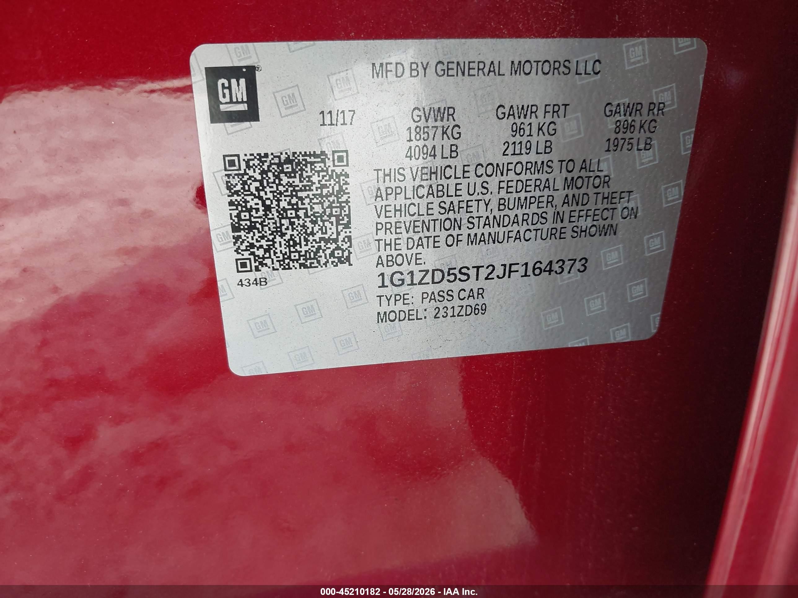 2018 Chevrolet Malibu Lt Maroon vin: 1G1ZD5ST2JF164373