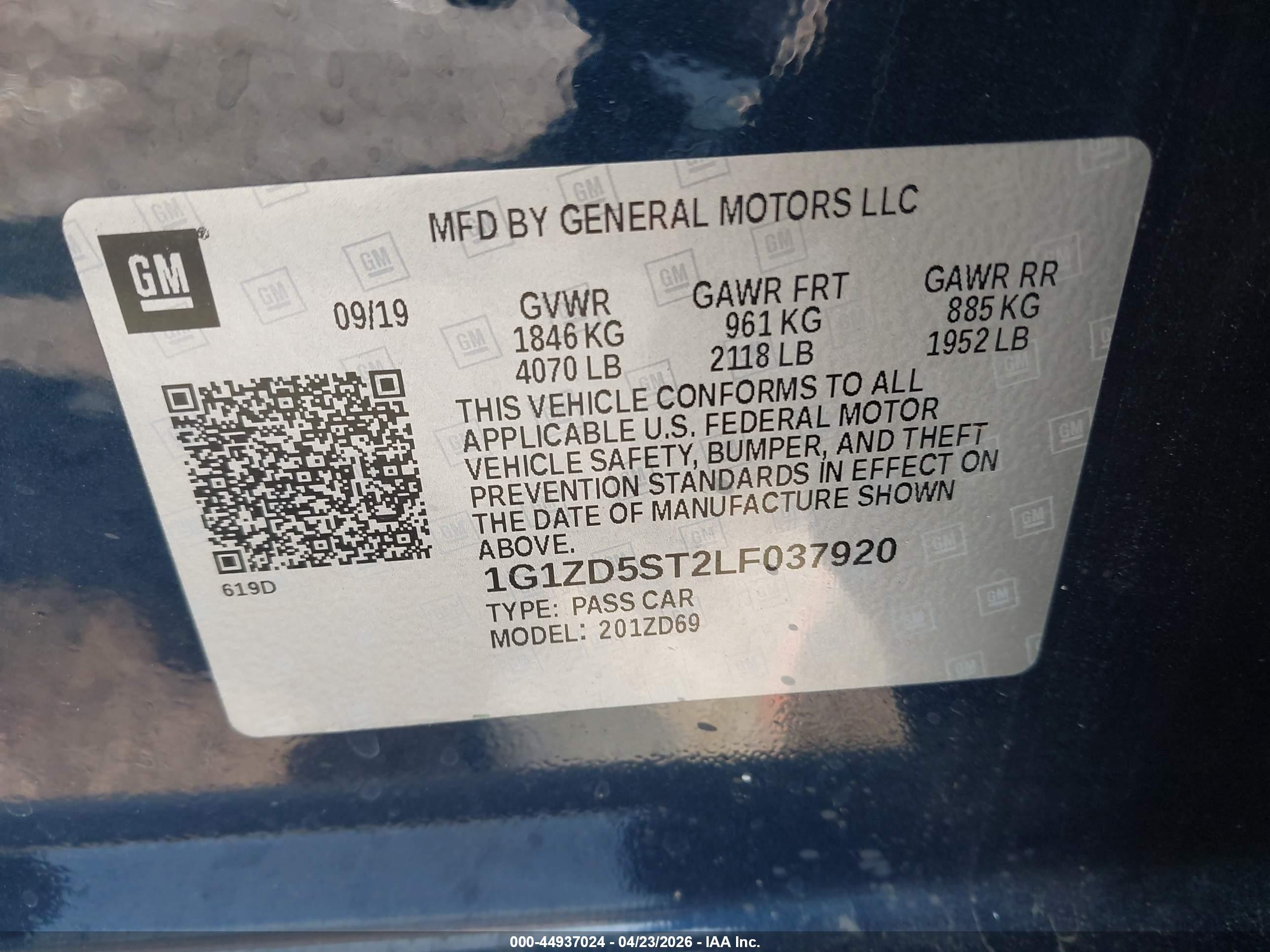 2020 Chevrolet Malibu Fwd Lt Синий vin: 1G1ZD5ST2LF037920