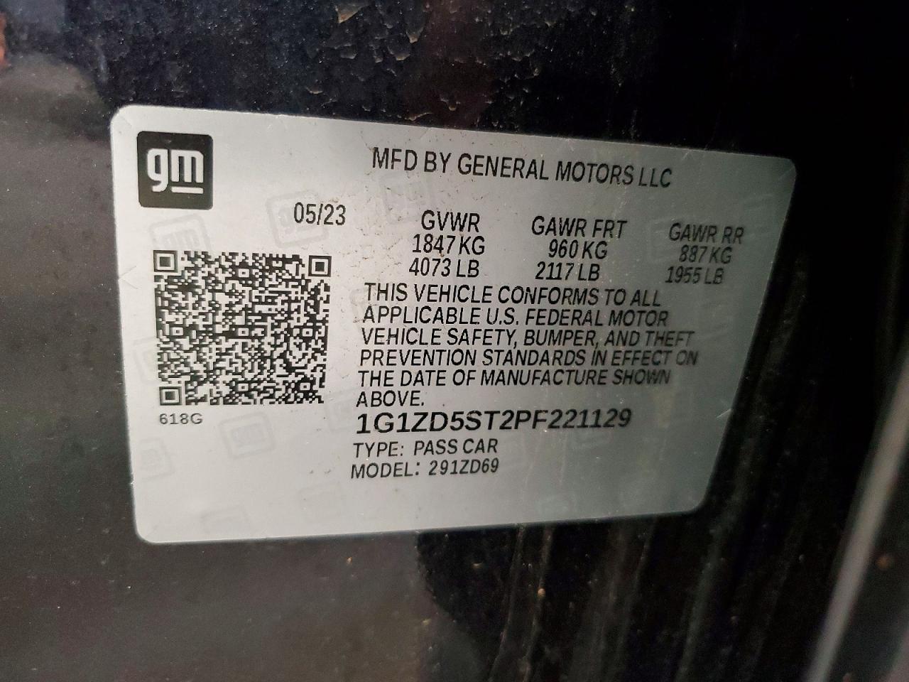 2023 Chevrolet Malibu Lt Black vin: 1G1ZD5ST2PF221129
