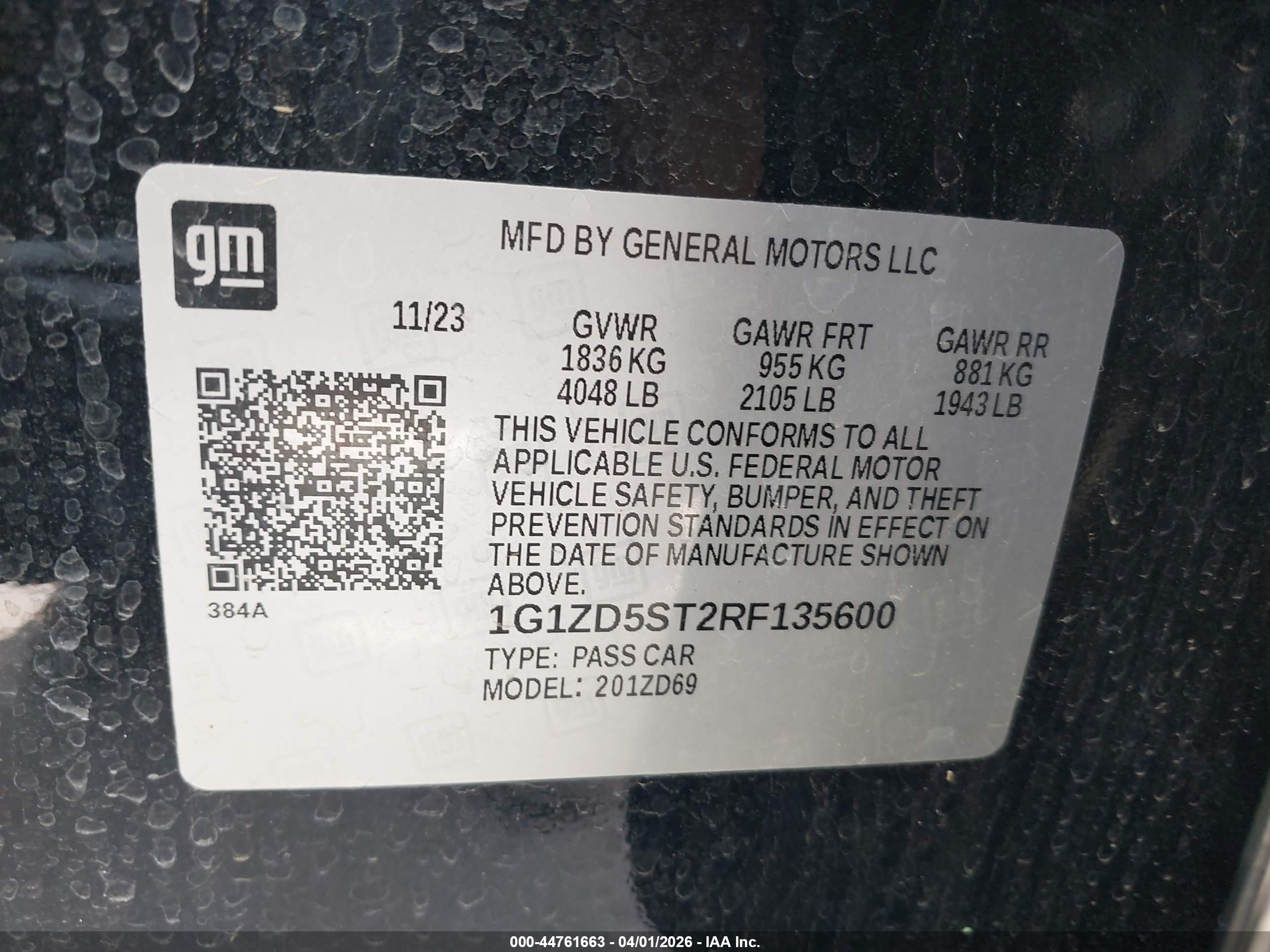 2024 Chevrolet Malibu Fwd 1lt Black vin: 1G1ZD5ST2RF135600