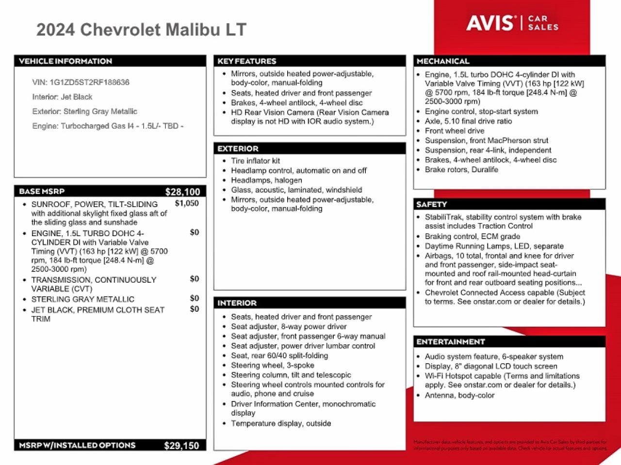 2024 Chevrolet Malibu Lt Gray vin: 1G1ZD5ST2RF188636