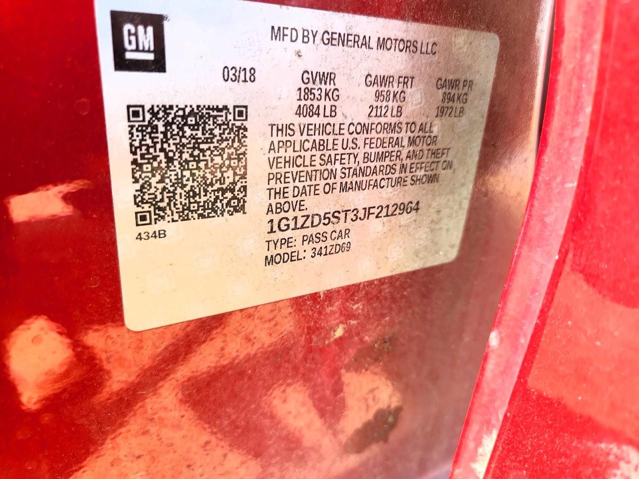 2018 Chevrolet Malibu Lt Red vin: 1G1ZD5ST3JF212964