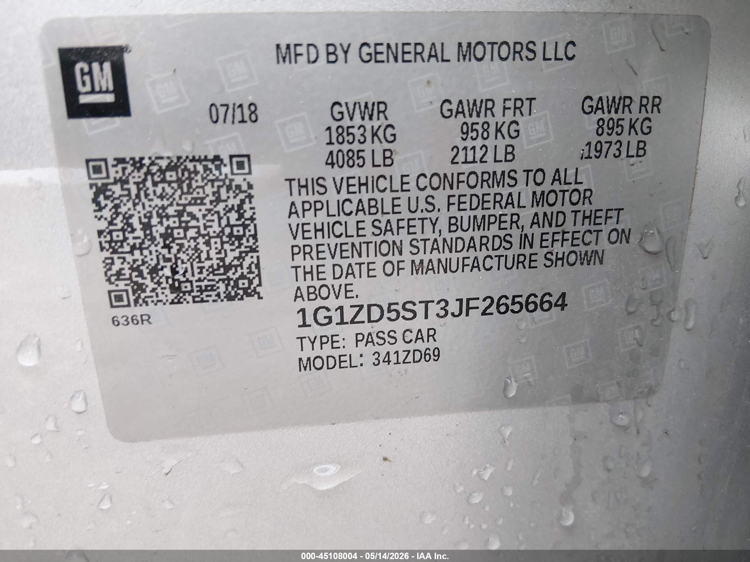 2018 Chevrolet Malibu Lt Gray vin: 1G1ZD5ST3JF265664