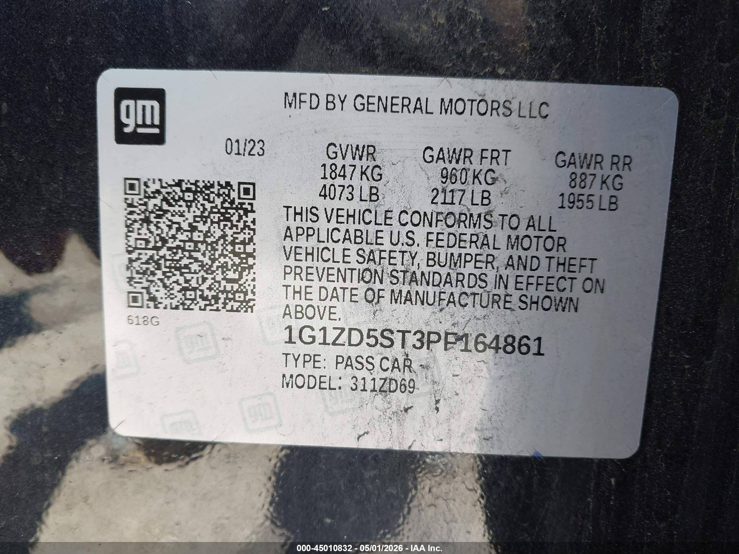 2023 Chevrolet Malibu Fwd 1lt Black vin: 1G1ZD5ST3PF164861