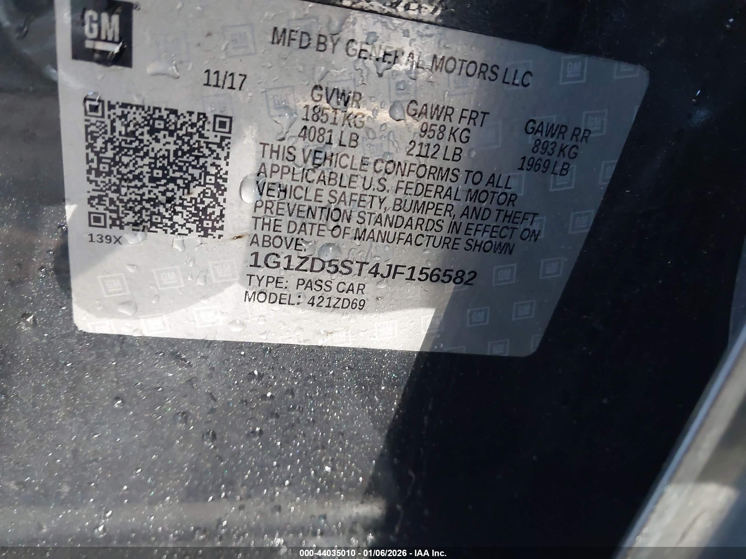 2018 Chevrolet Malibu Lt Black vin: 1G1ZD5ST4JF156582