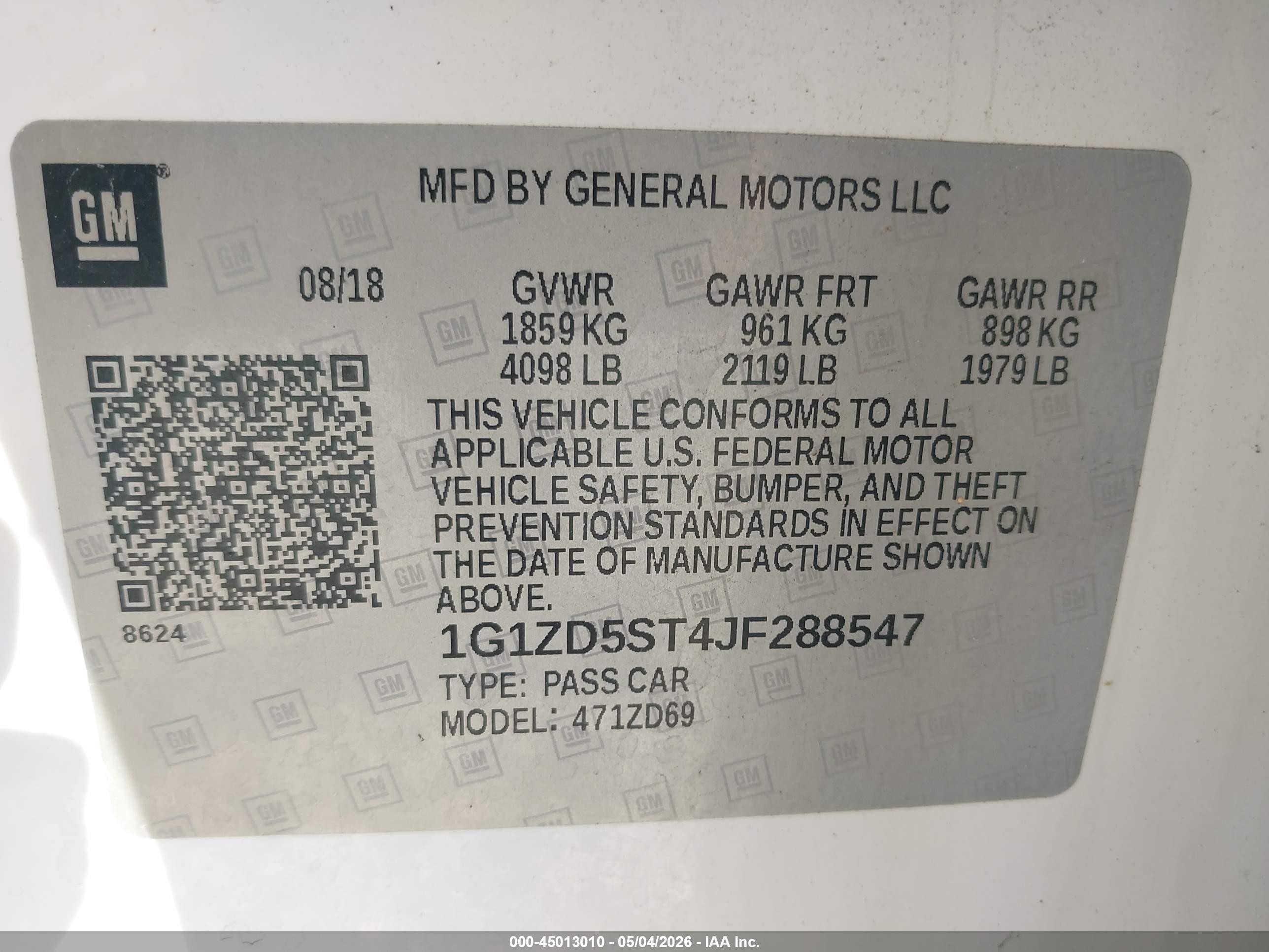 2018 Chevrolet Malibu Lt White vin: 1G1ZD5ST4JF288547