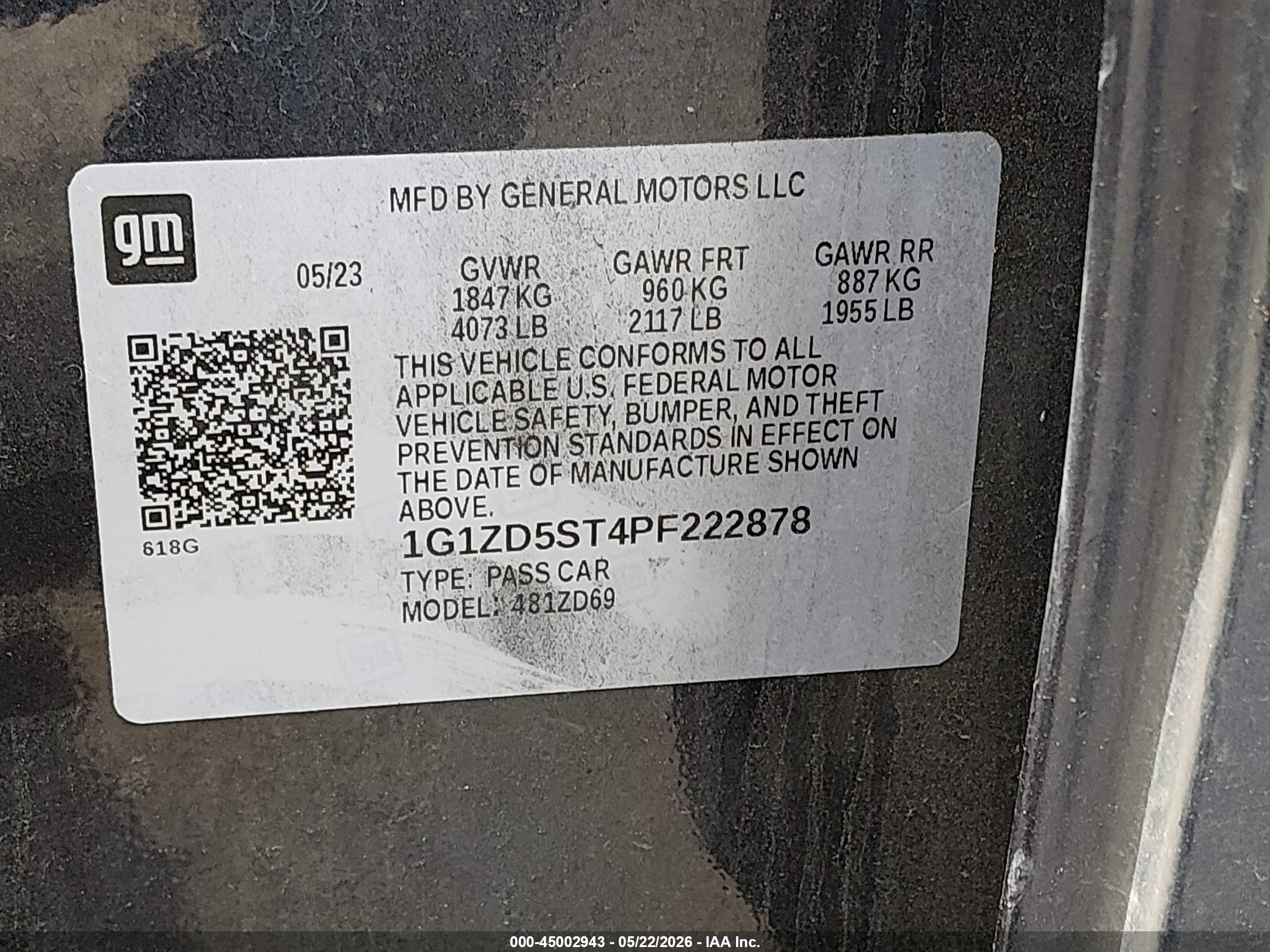 2023 Chevrolet Malibu Fwd 1lt Black vin: 1G1ZD5ST4PF222878