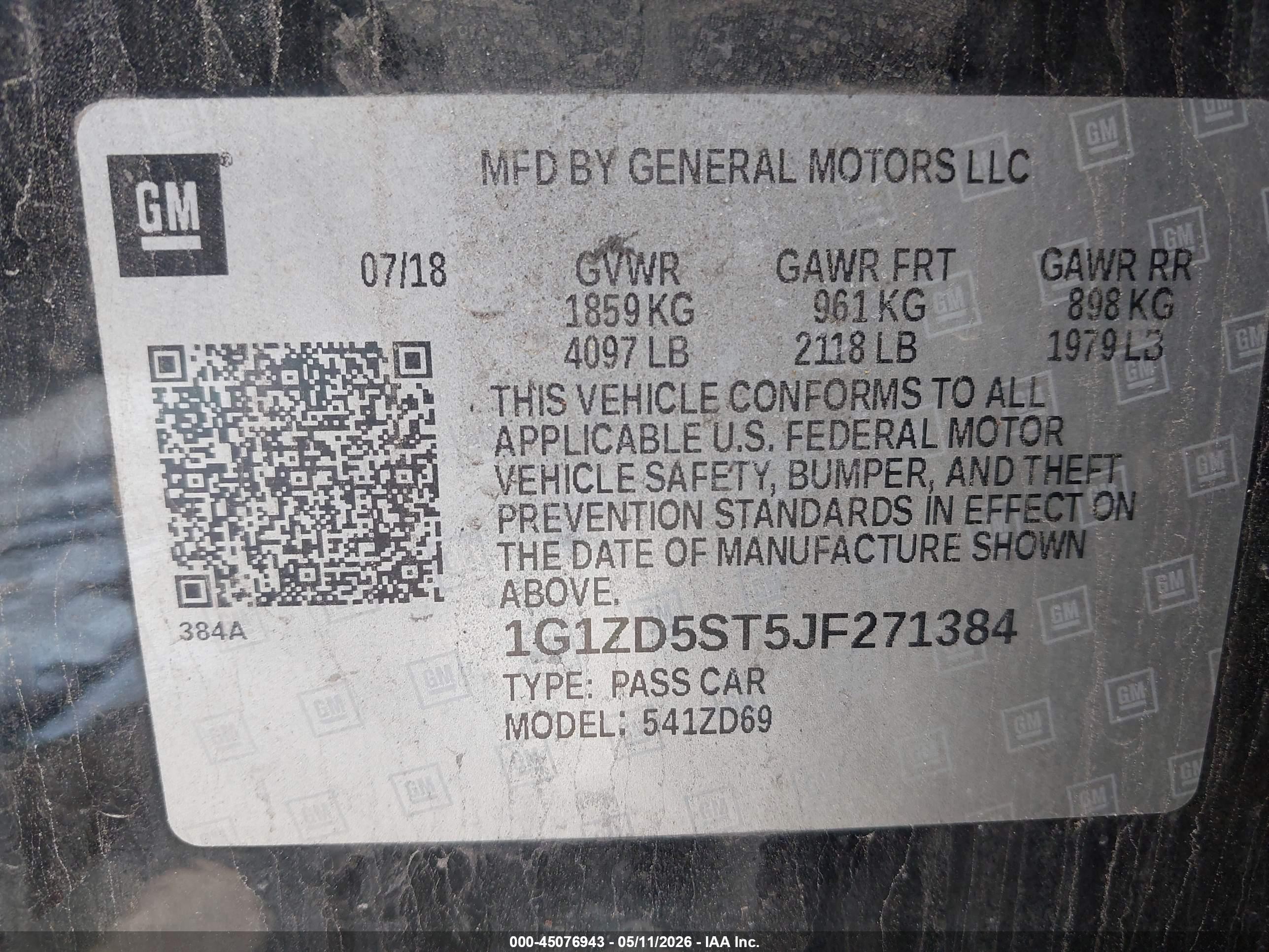 2018 Chevrolet Malibu Lt Black vin: 1G1ZD5ST5JF271384
