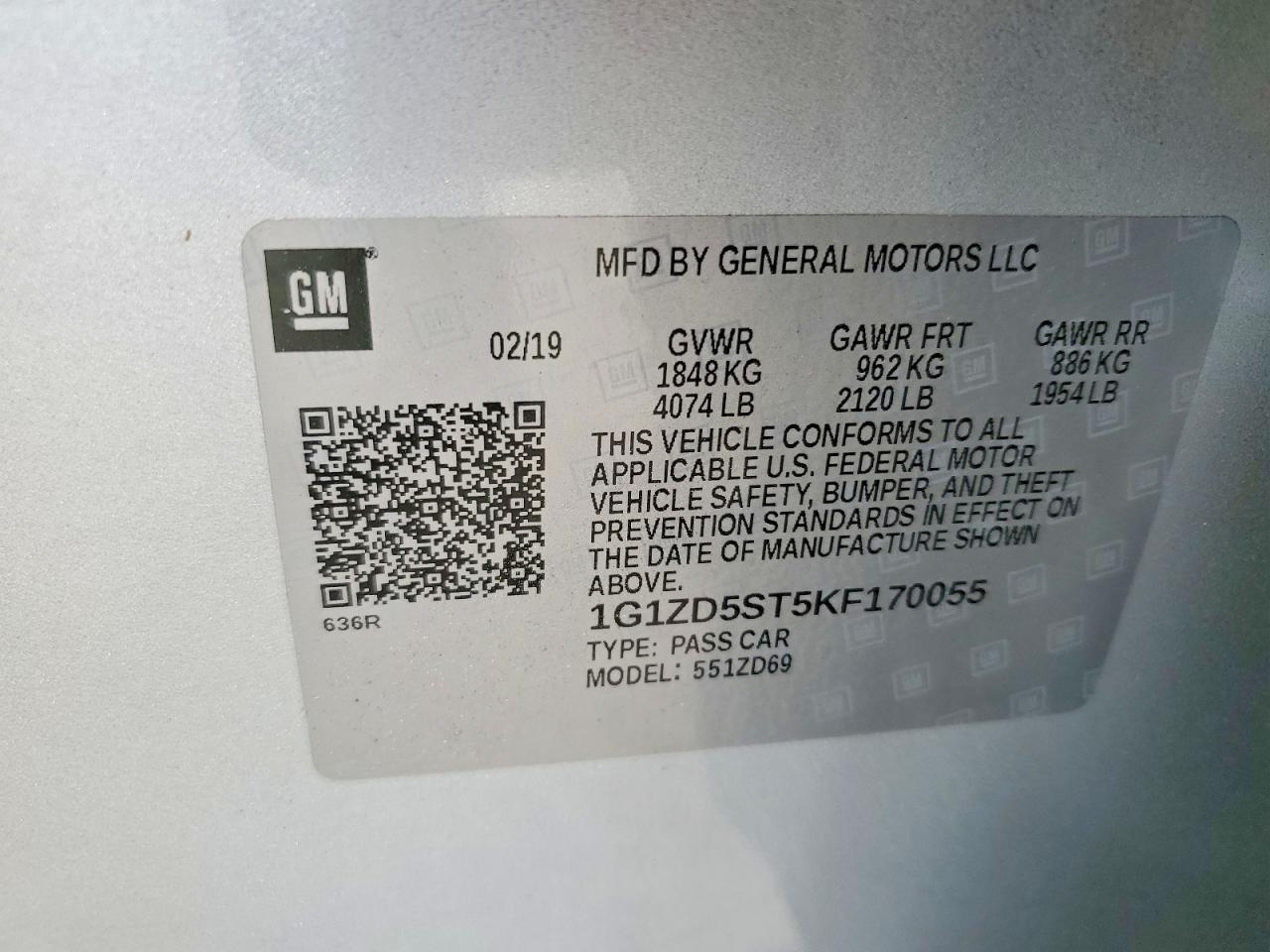 2019 Chevrolet Malibu Lt Silver vin: 1G1ZD5ST5KF170055