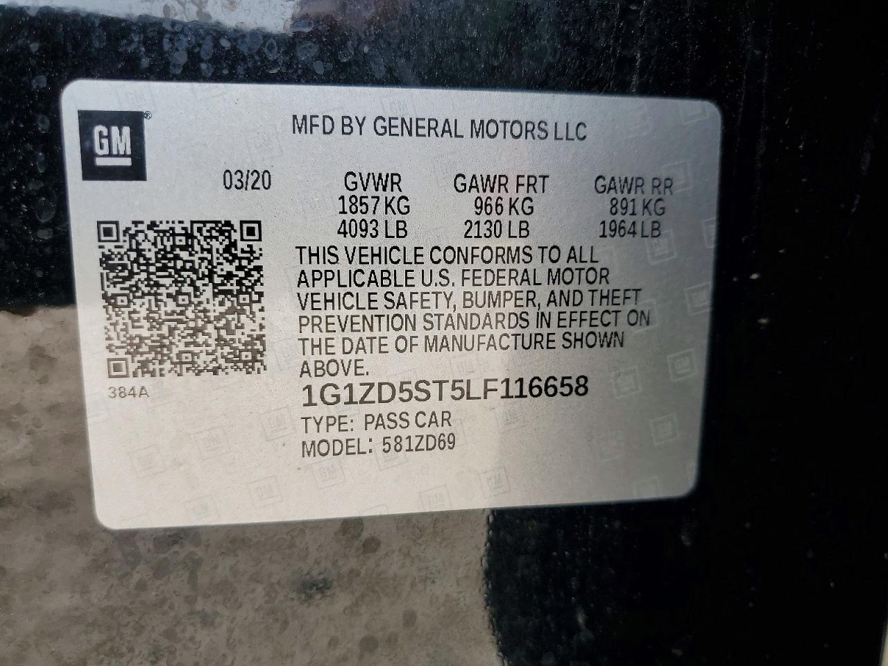 2020 Chevrolet Malibu Lt Черный vin: 1G1ZD5ST5LF116658