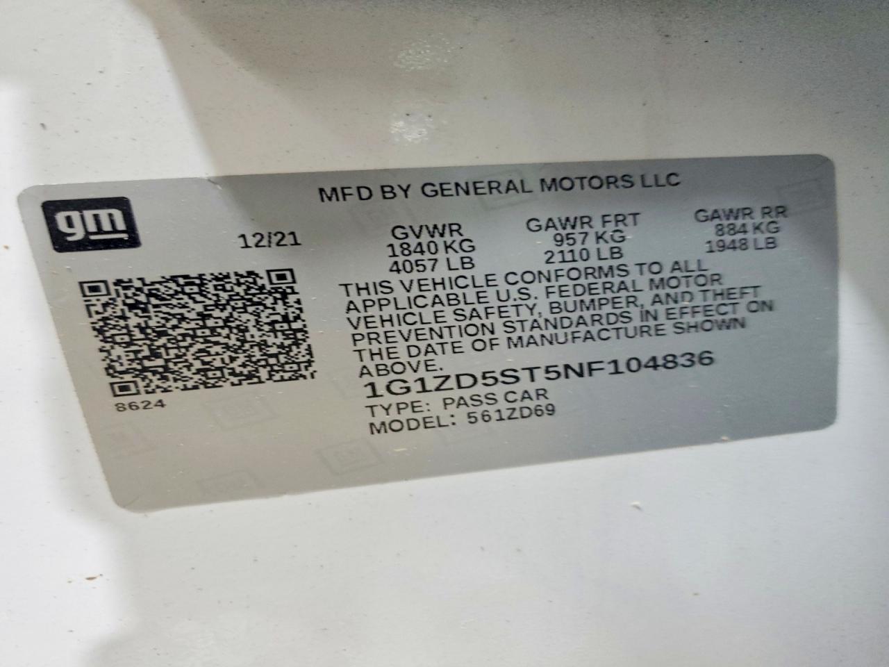 2022 Chevrolet Malibu Lt White vin: 1G1ZD5ST5NF104836