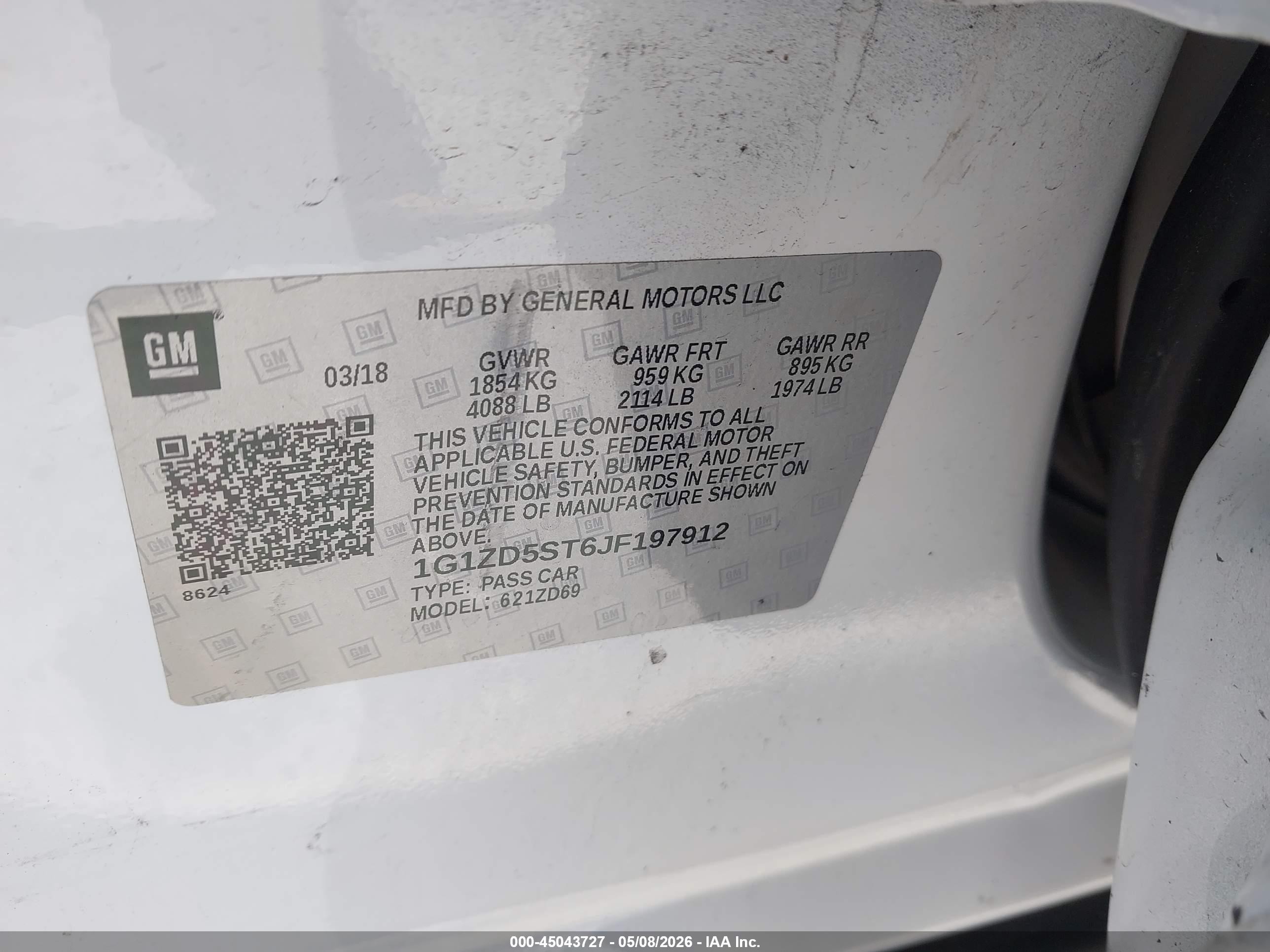 2018 Chevrolet Malibu Lt White vin: 1G1ZD5ST6JF197912