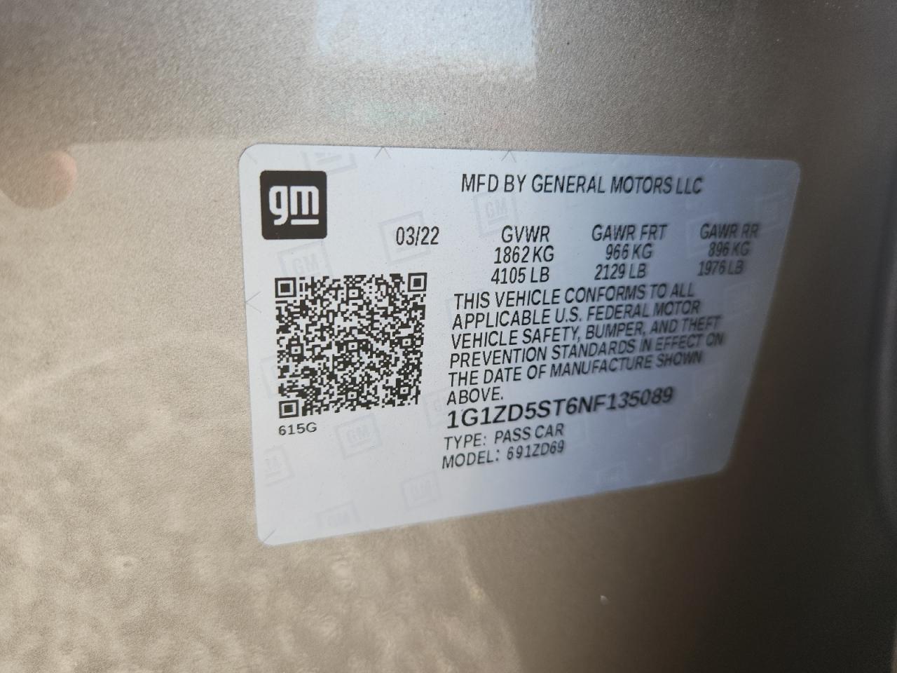 2022 Chevrolet Malibu Lt Золотой vin: 1G1ZD5ST6NF135089