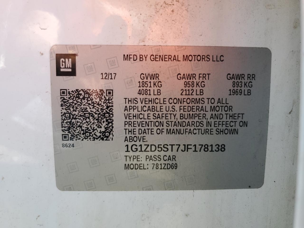 2018 Chevrolet Malibu Lt White vin: 1G1ZD5ST7JF178138