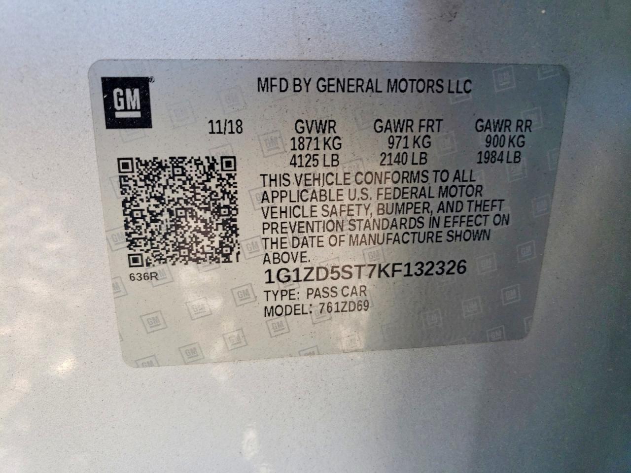 2019 Chevrolet Malibu Lt Серебряный vin: 1G1ZD5ST7KF132326