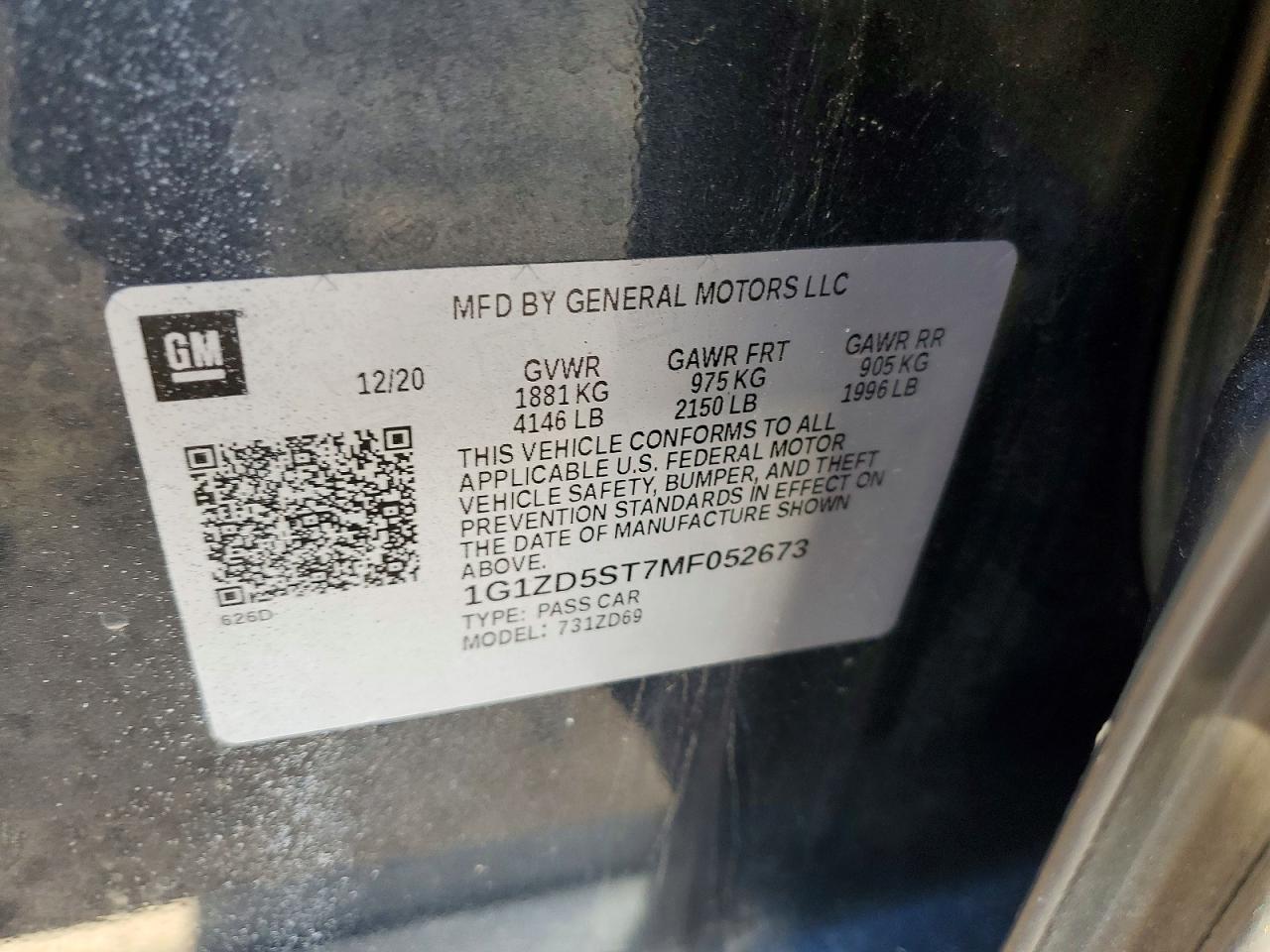 2021 Chevrolet Malibu Lt Gray vin: 1G1ZD5ST7MF052673